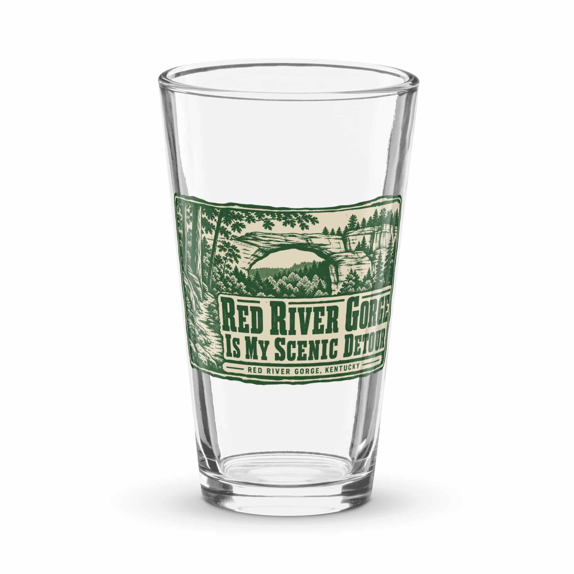 Red River Gorge Pint Glass: Red River Gorge Is My Scenic Detour, Forest Ink Stamp