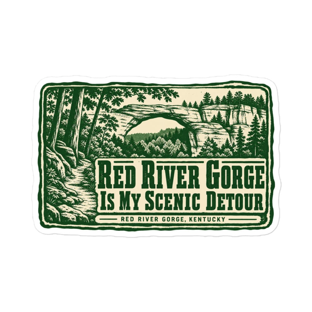 Red River Gorge Vinyl Sticker: Red River Gorge Is My Scenic Detour, Forest Ink Stamp