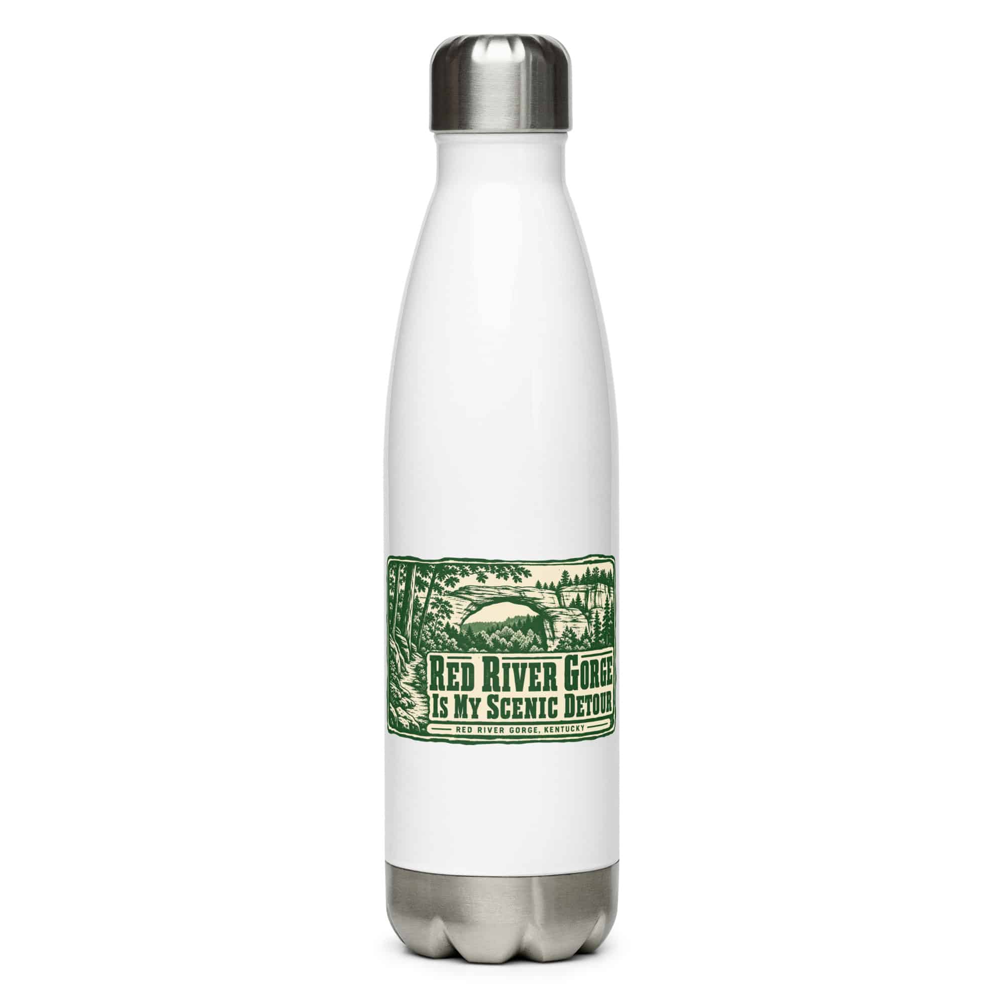 Red River Gorge Stainless Steel Water Bottle: Red River Gorge Is My Scenic Detour, Forest Ink Stamp