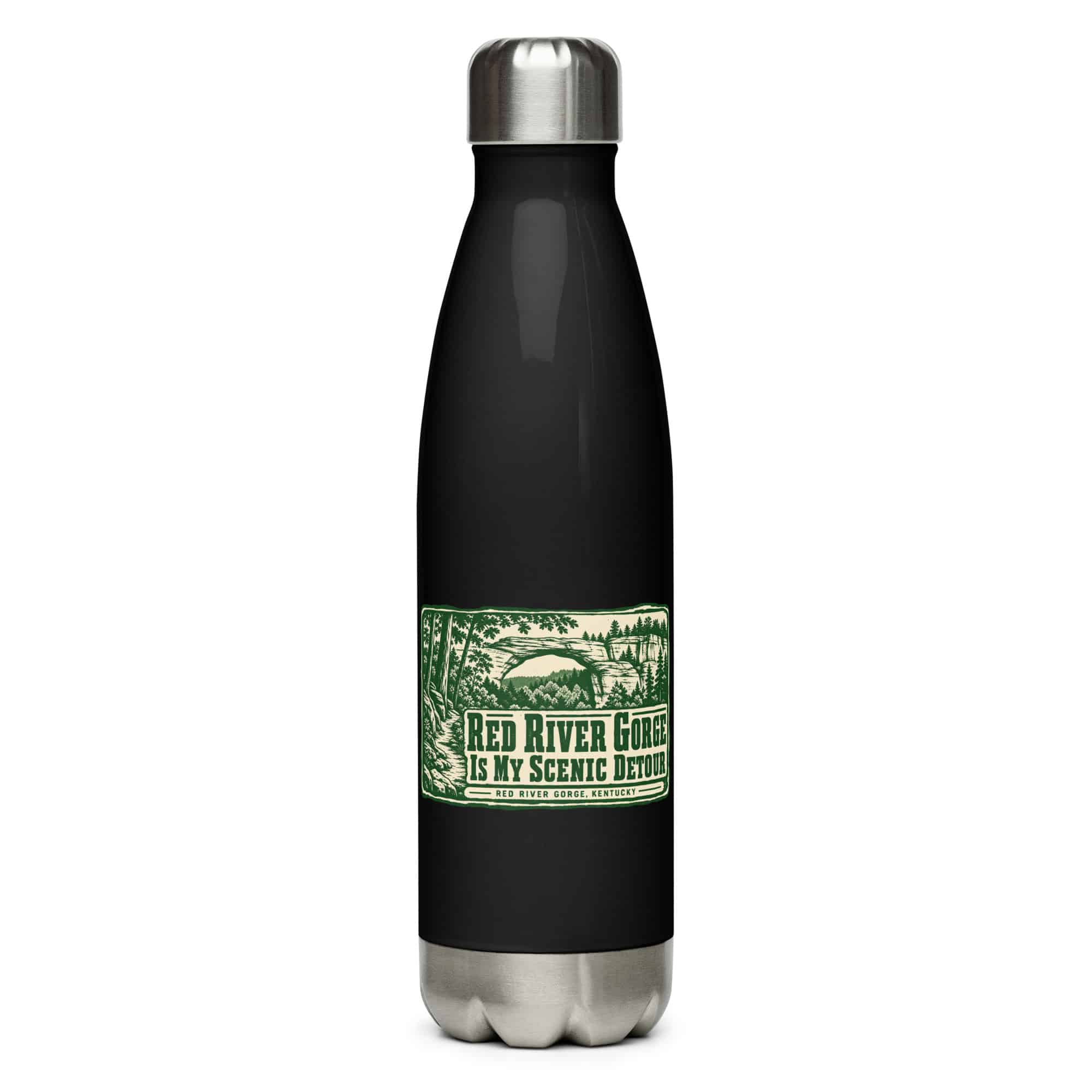 Red River Gorge Stainless Steel Water Bottle: Red River Gorge Is My Scenic Detour, Forest Ink Stamp