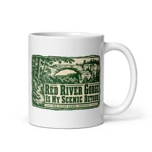Red River Gorge White Ceramic Coffee Mug: Red River Gorge Is My Scenic Detour, Forest Ink Stamp - 11 oz - Main