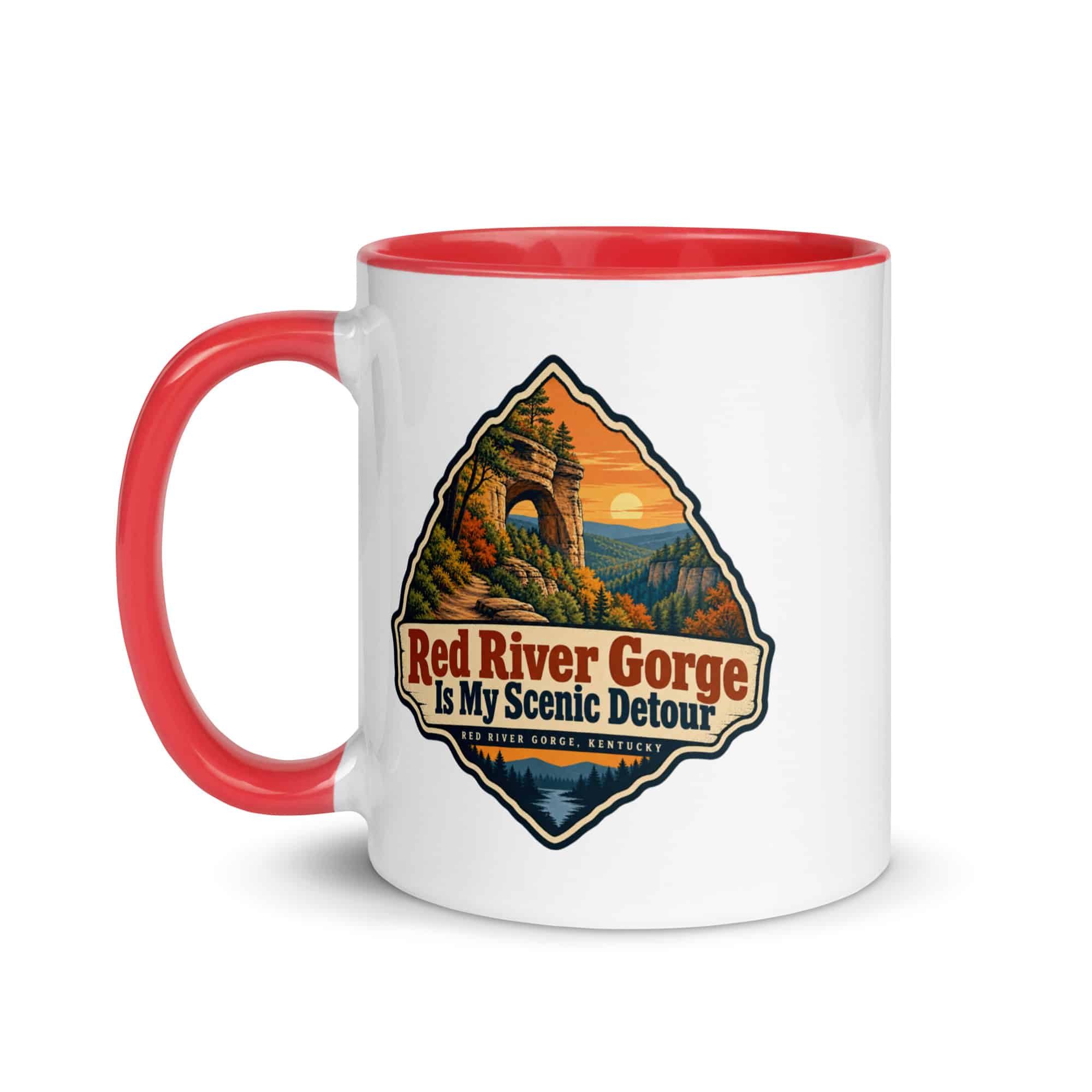 Red River Gorge Color Inside Coffee Mug: Red River Gorge Is My Scenic Detour, Scenic Shield Badge