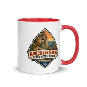 Red River Gorge Color Inside Coffee Mug: Red River Gorge Is My Scenic Detour, Scenic Shield Badge - 11 oz - Main
