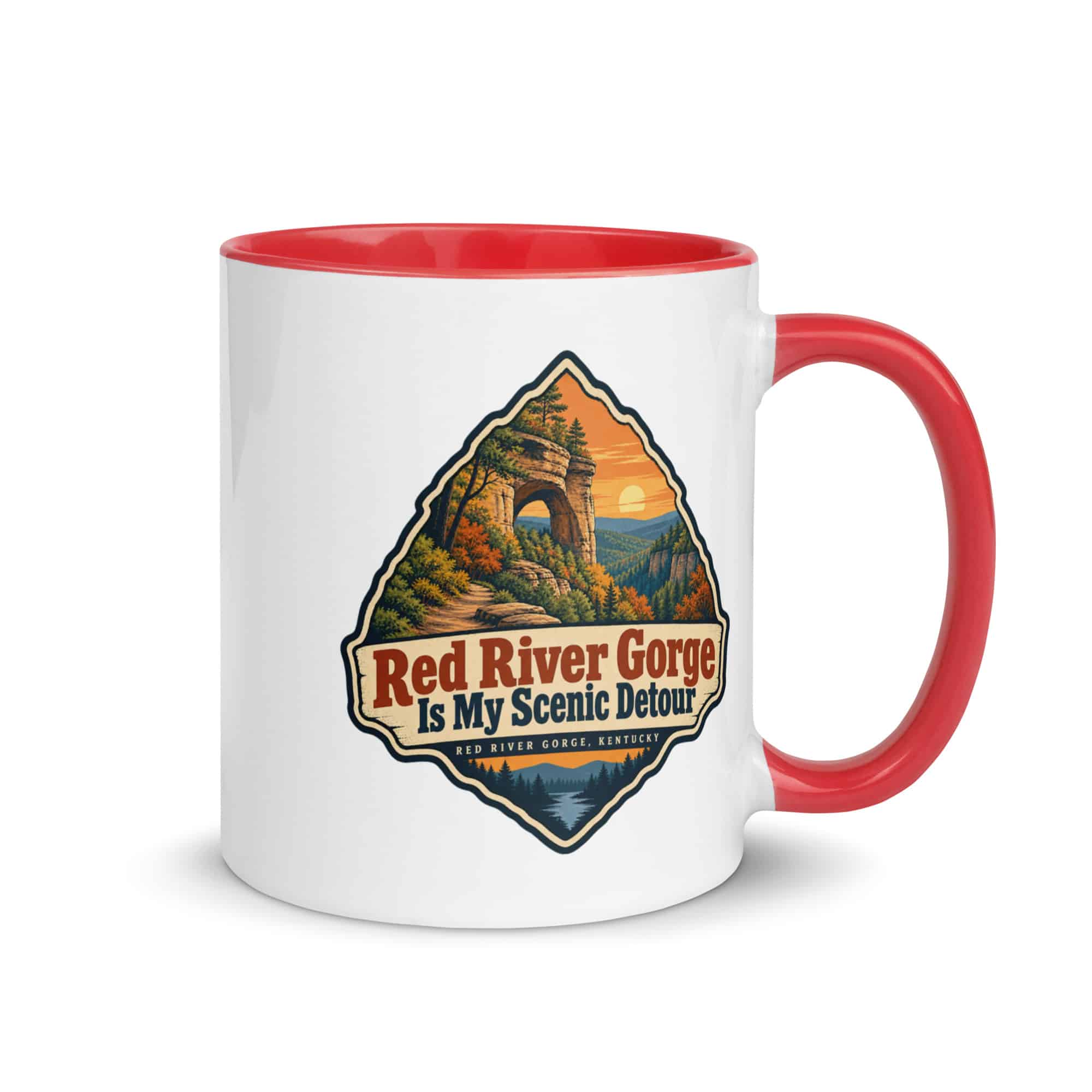 Red River Gorge Color Inside Coffee Mug: Red River Gorge Is My Scenic Detour, Scenic Shield Badge