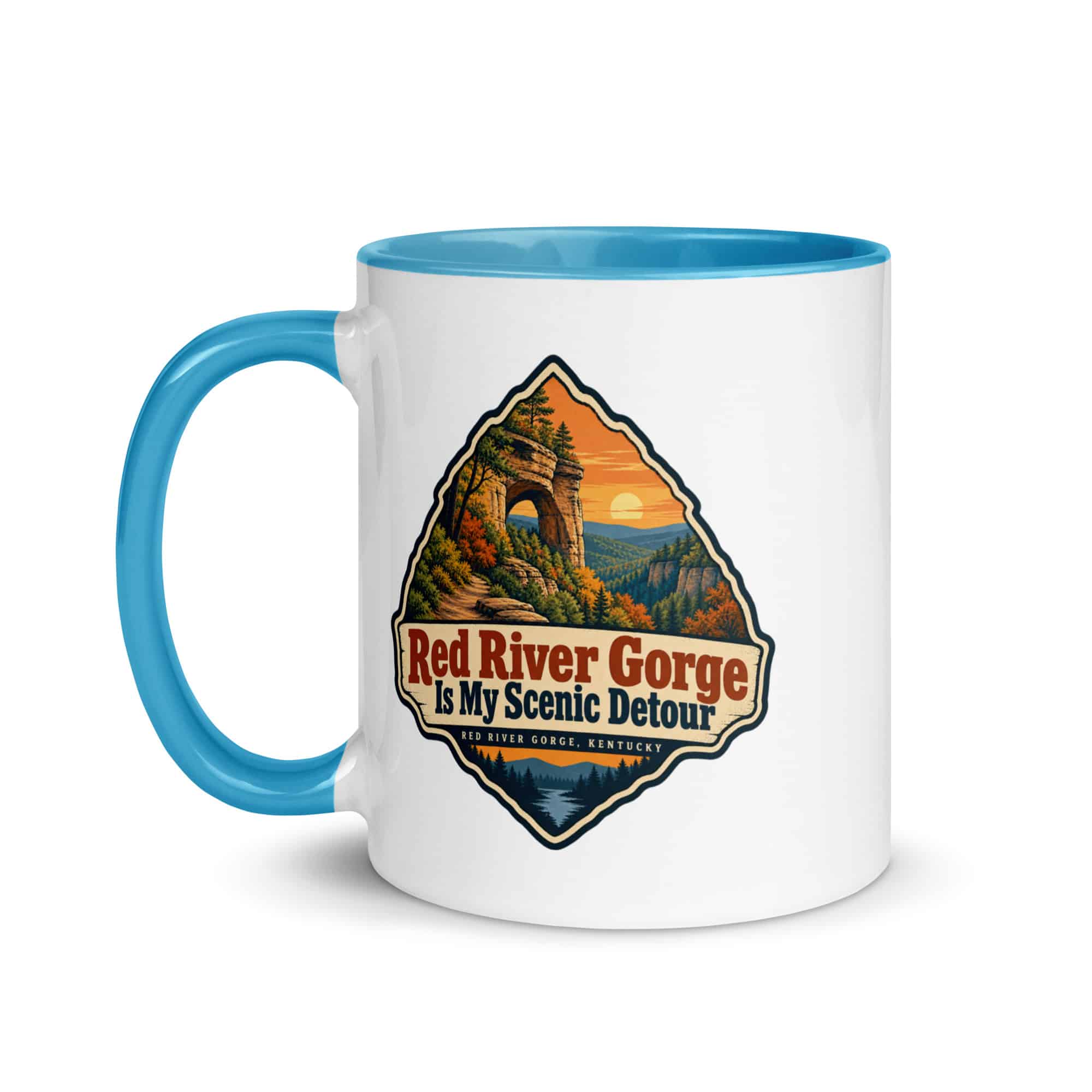 Red River Gorge Color Inside Coffee Mug: Red River Gorge Is My Scenic Detour, Scenic Shield Badge