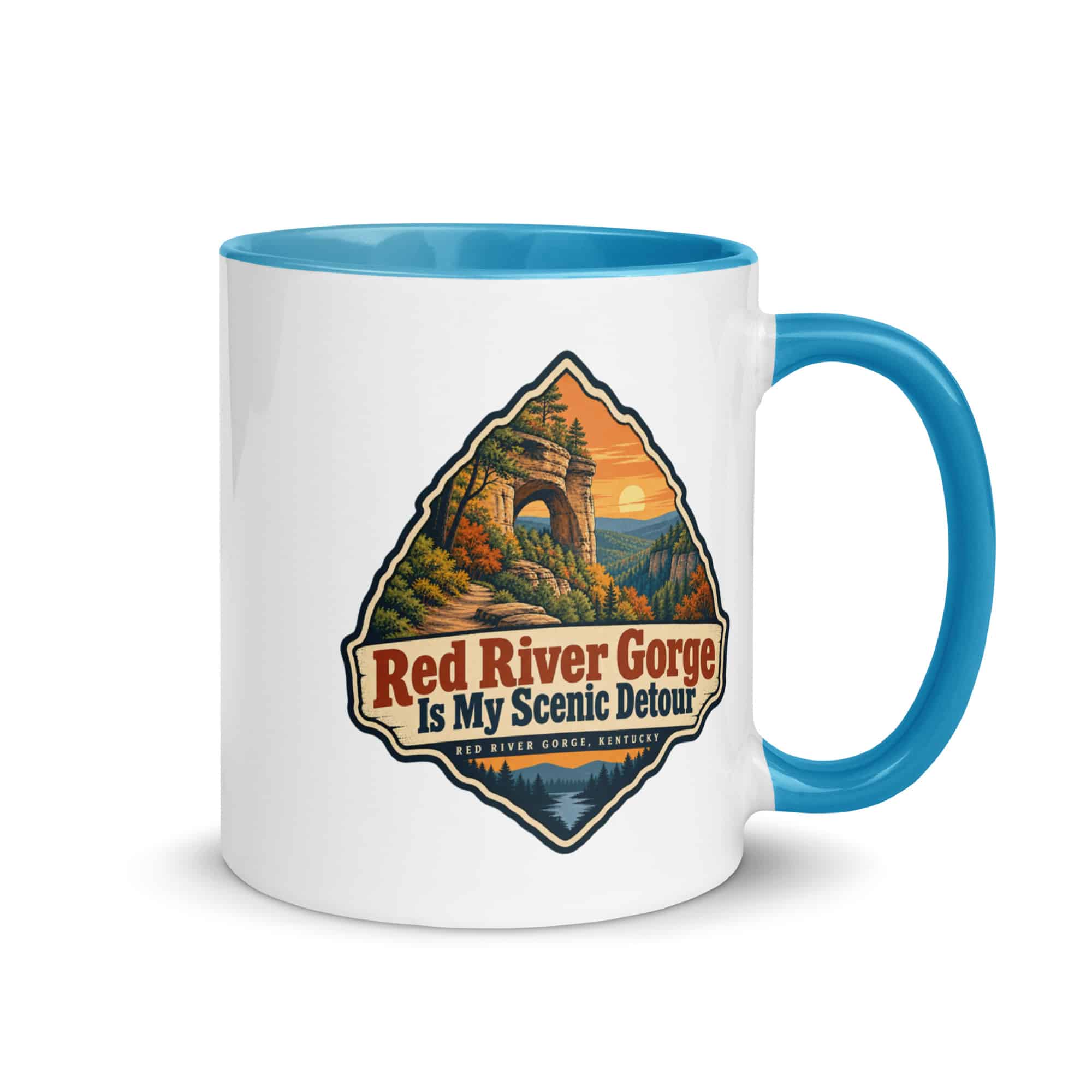 Red River Gorge Color Inside Coffee Mug: Red River Gorge Is My Scenic Detour, Scenic Shield Badge