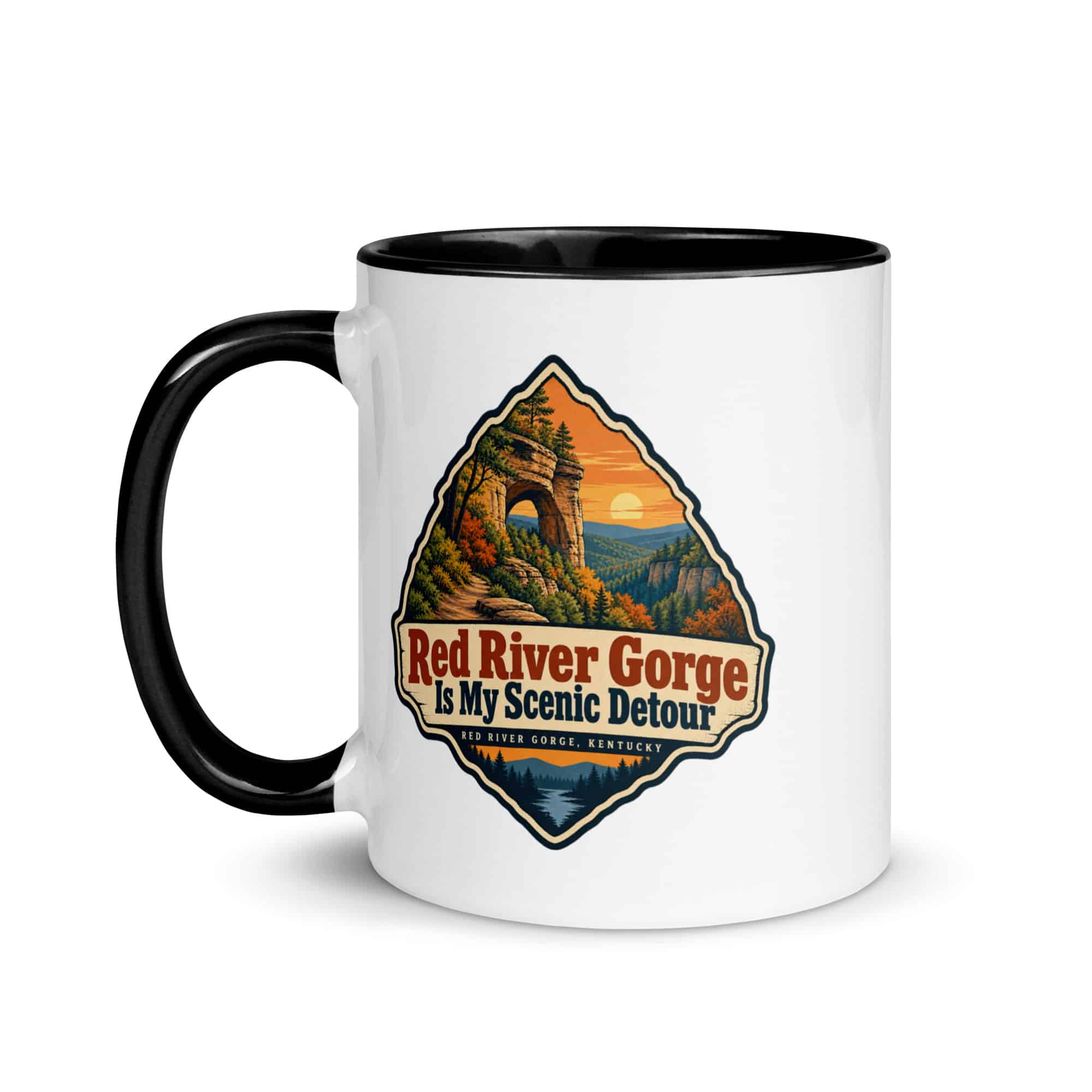 Red River Gorge Color Inside Coffee Mug: Red River Gorge Is My Scenic Detour, Scenic Shield Badge