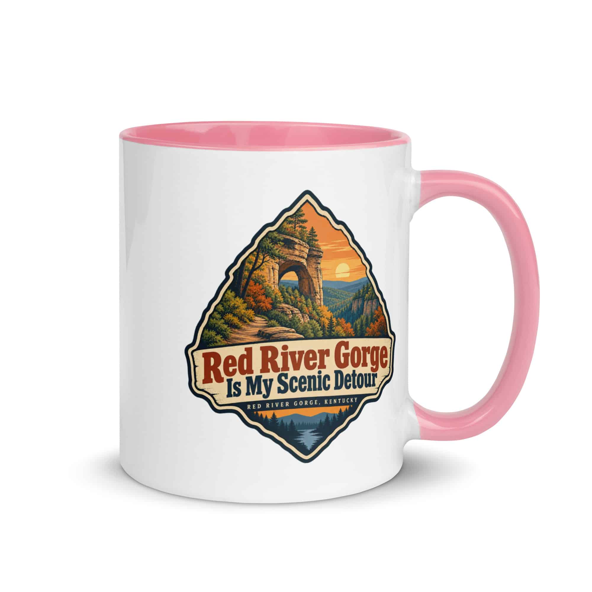 Red River Gorge Color Inside Coffee Mug: Red River Gorge Is My Scenic Detour, Scenic Shield Badge