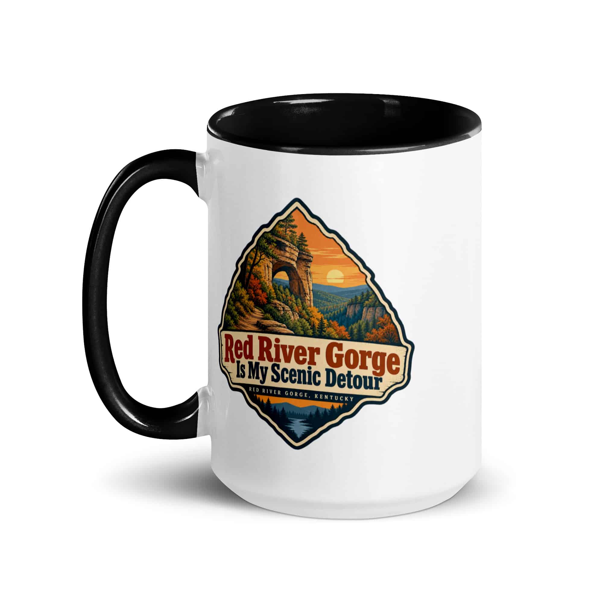 Red River Gorge Color Inside Coffee Mug: Red River Gorge Is My Scenic Detour, Scenic Shield Badge