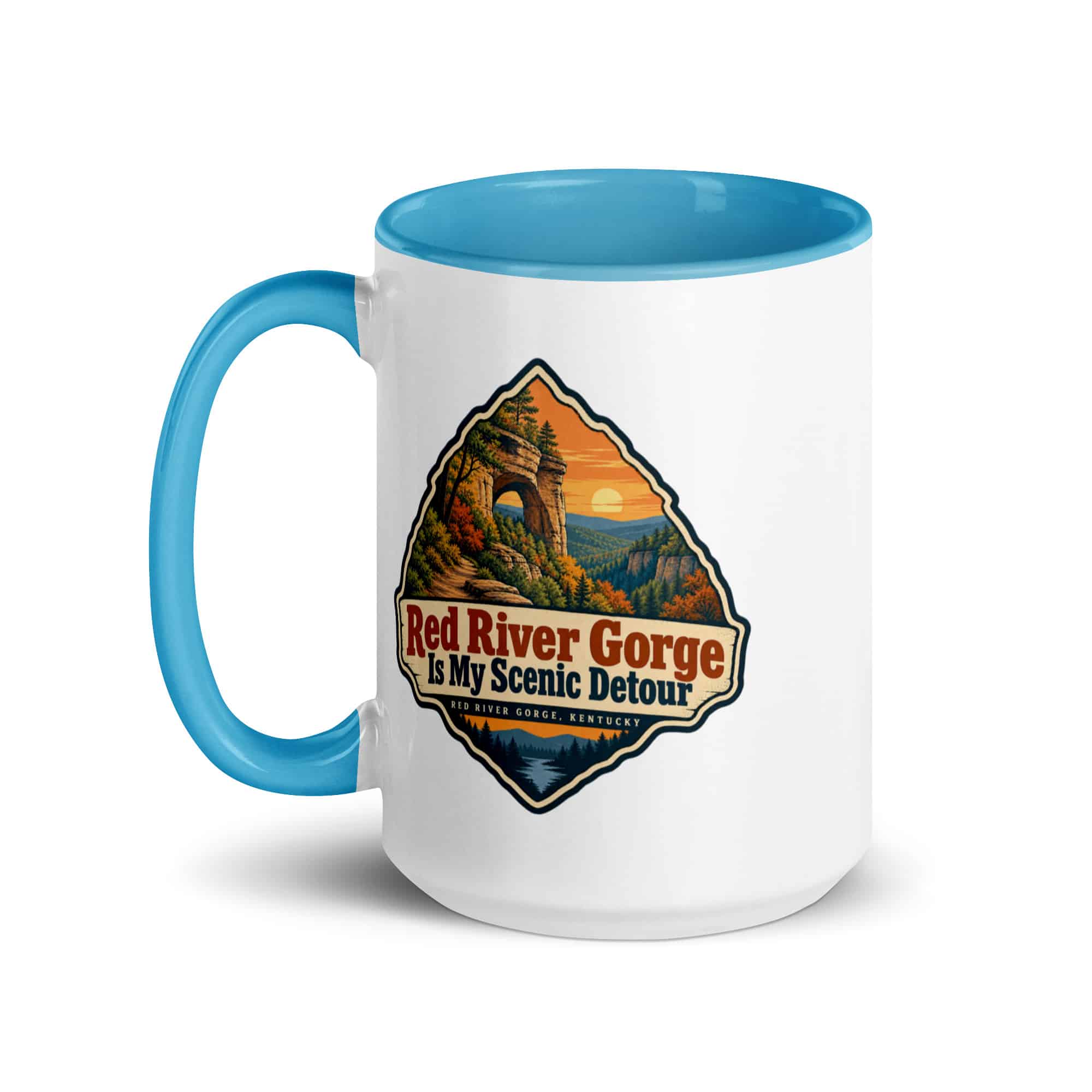Red River Gorge Color Inside Coffee Mug: Red River Gorge Is My Scenic Detour, Scenic Shield Badge