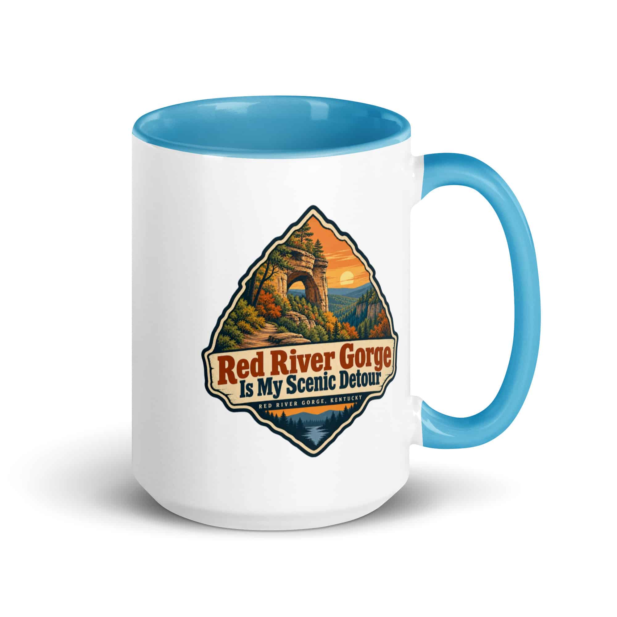 Red River Gorge Color Inside Coffee Mug: Red River Gorge Is My Scenic Detour, Scenic Shield Badge