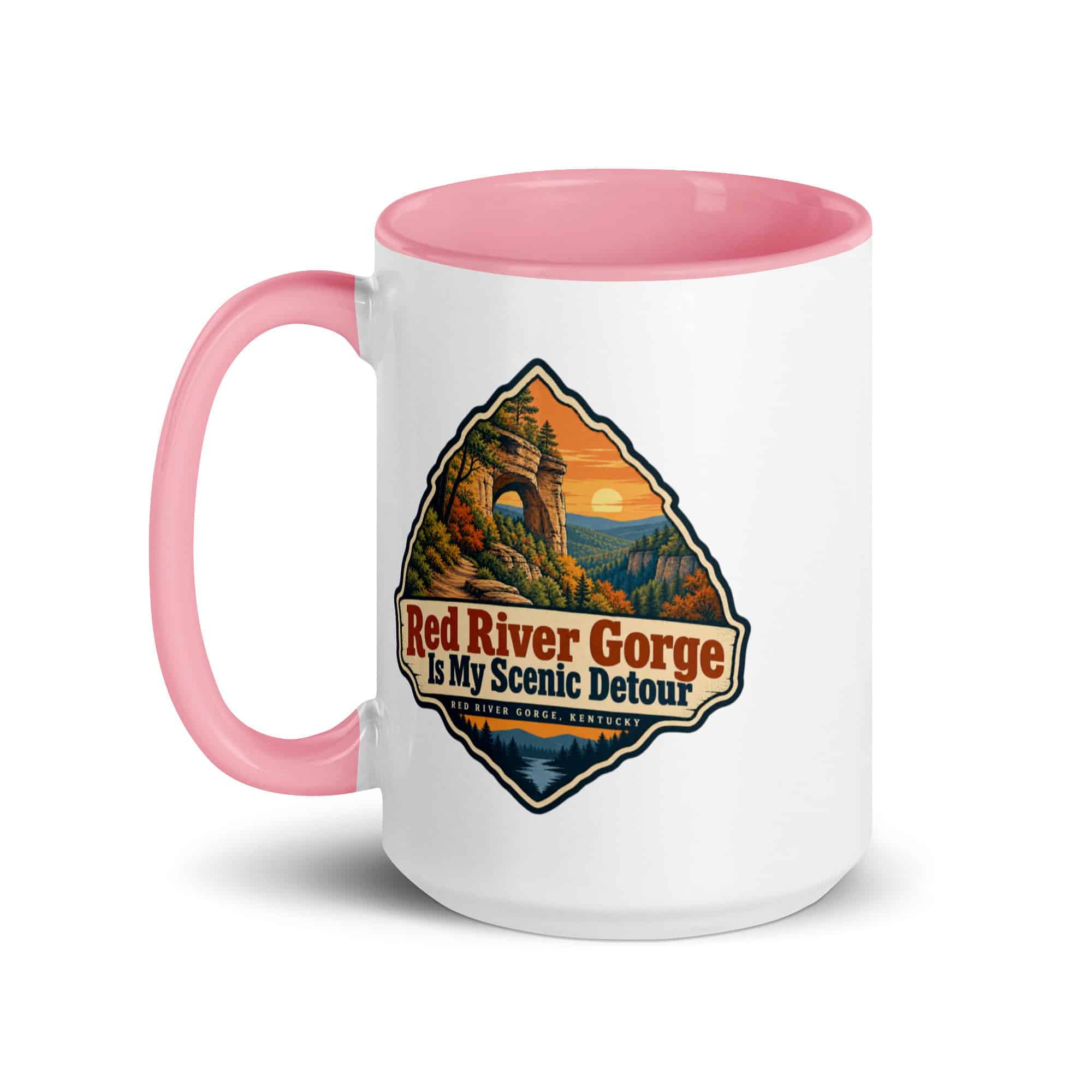 Red River Gorge Color Inside Coffee Mug: Red River Gorge Is My Scenic Detour, Scenic Shield Badge