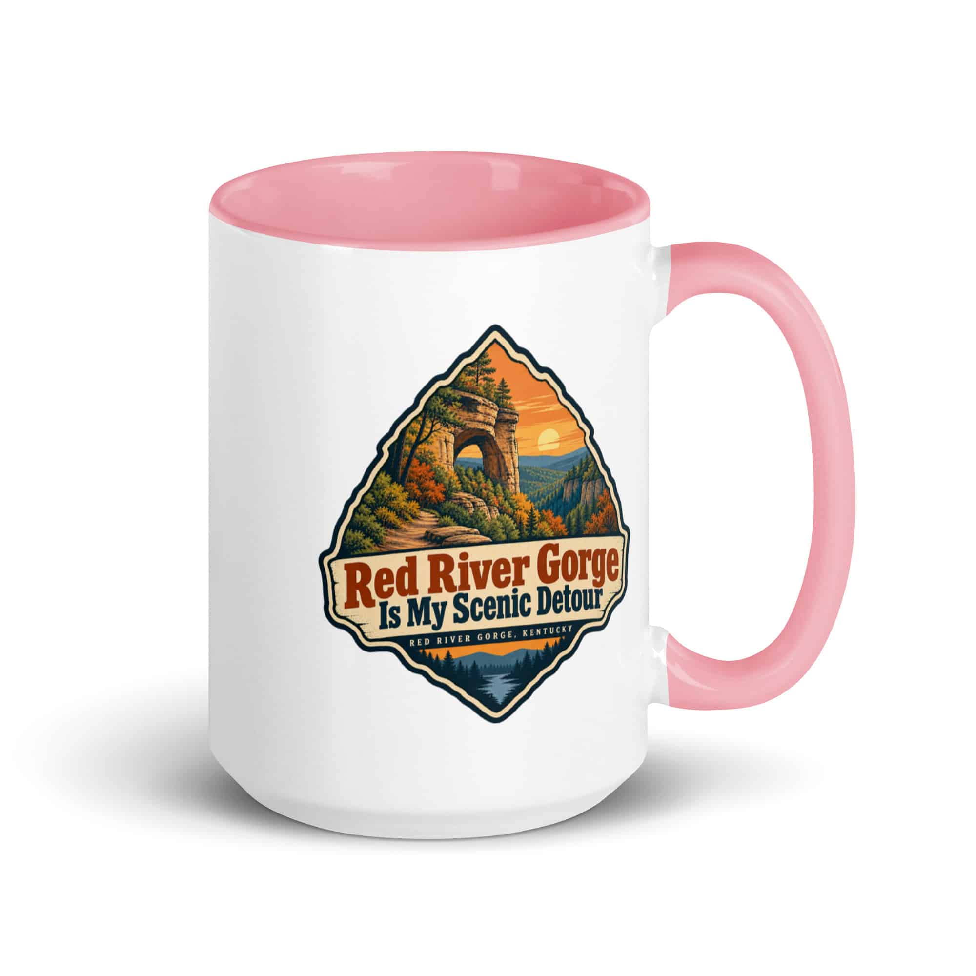 Red River Gorge Color Inside Coffee Mug: Red River Gorge Is My Scenic Detour, Scenic Shield Badge