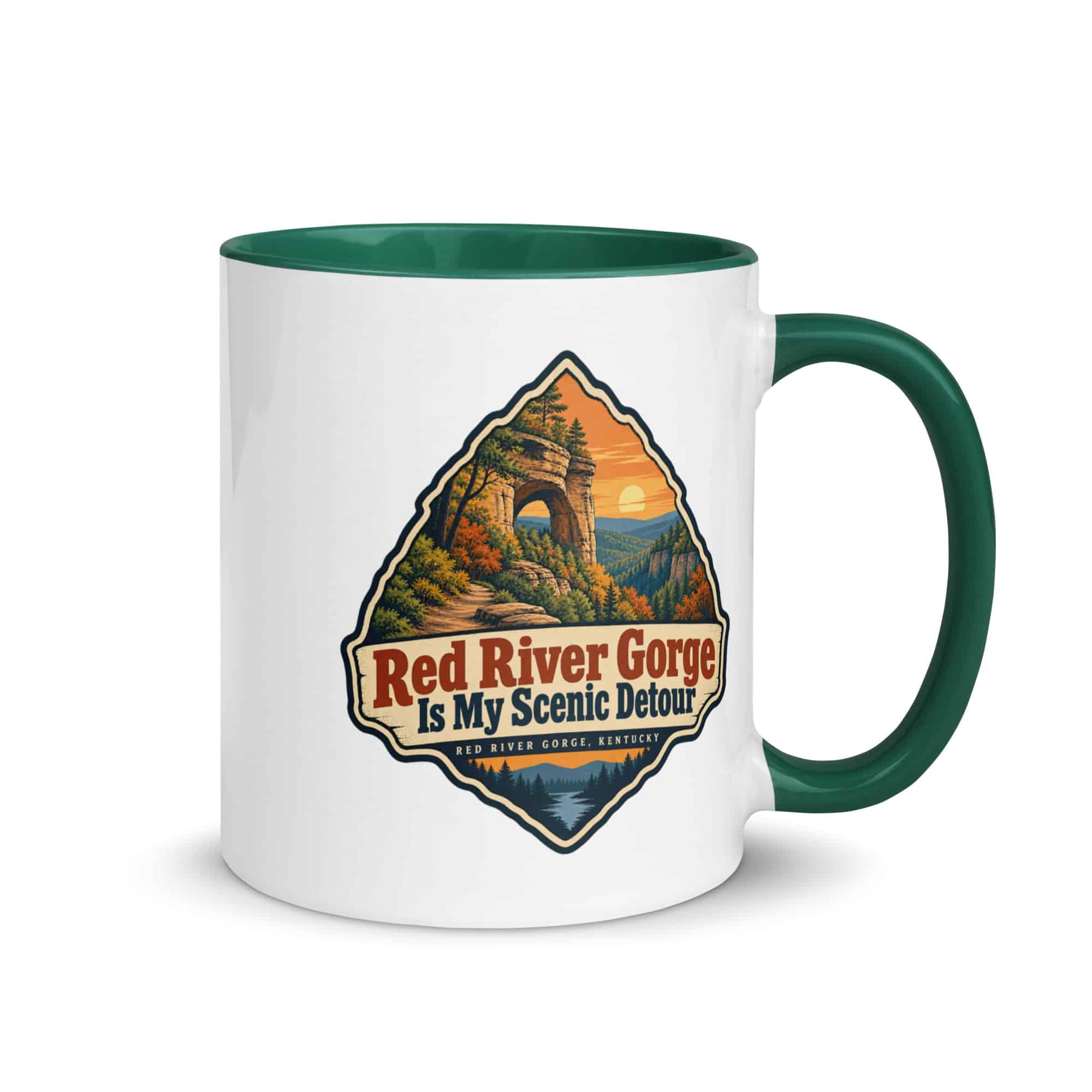 Red River Gorge Color Inside Coffee Mug: Red River Gorge Is My Scenic Detour, Scenic Shield Badge