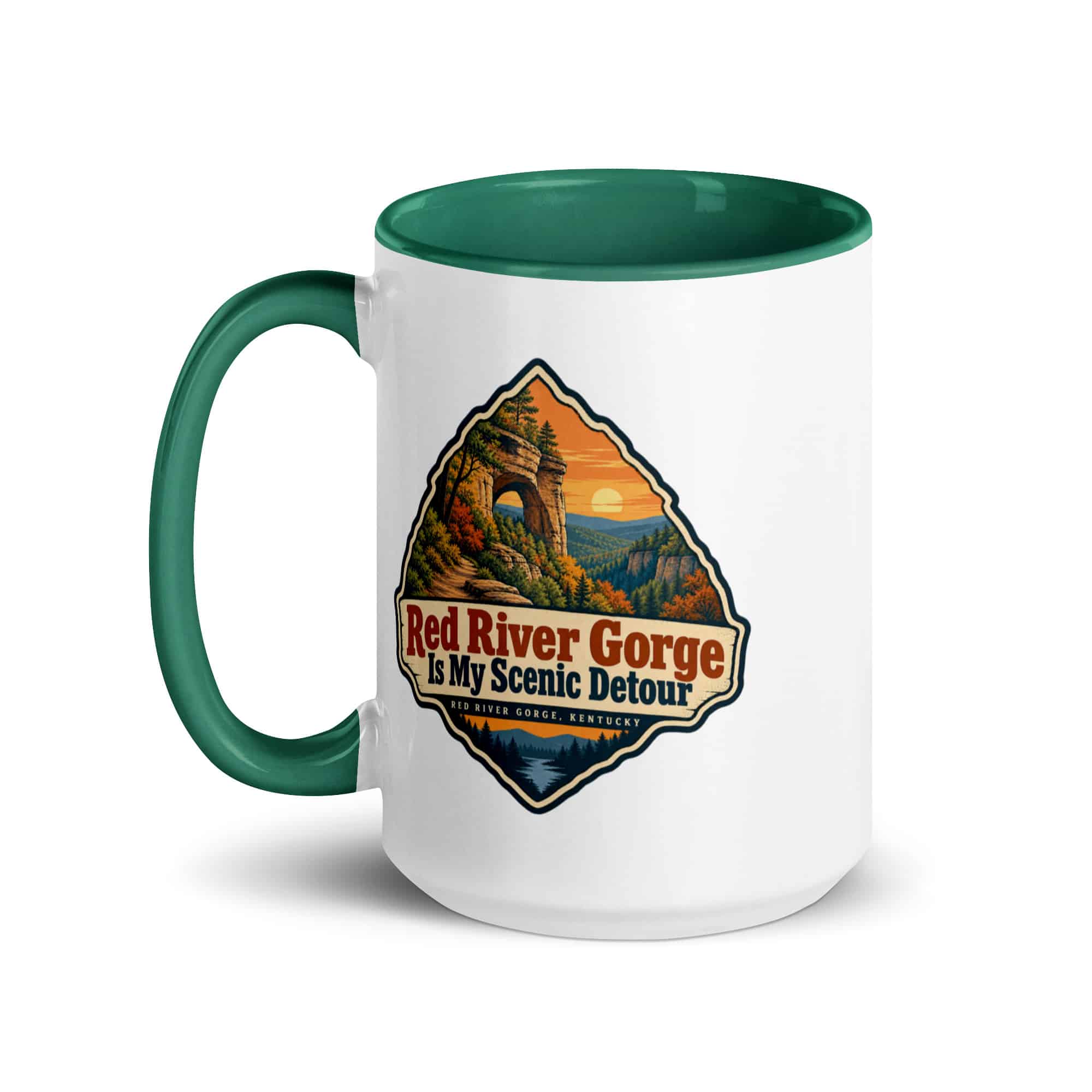Red River Gorge Color Inside Coffee Mug: Red River Gorge Is My Scenic Detour, Scenic Shield Badge