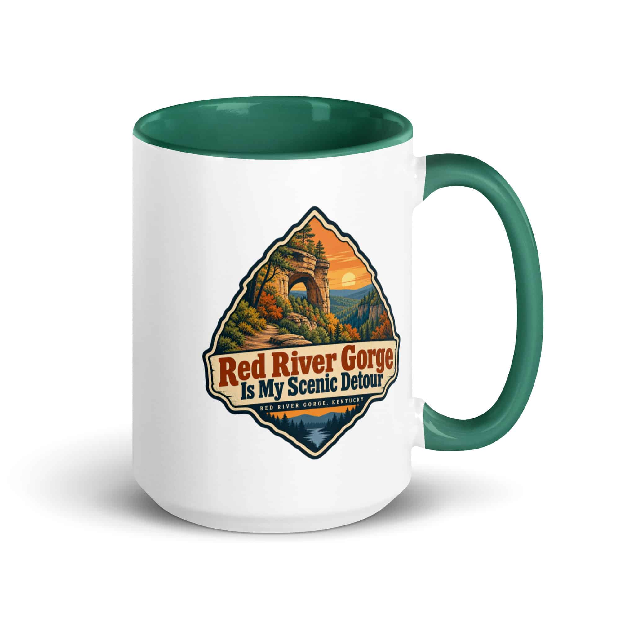 Red River Gorge Color Inside Coffee Mug: Red River Gorge Is My Scenic Detour, Scenic Shield Badge
