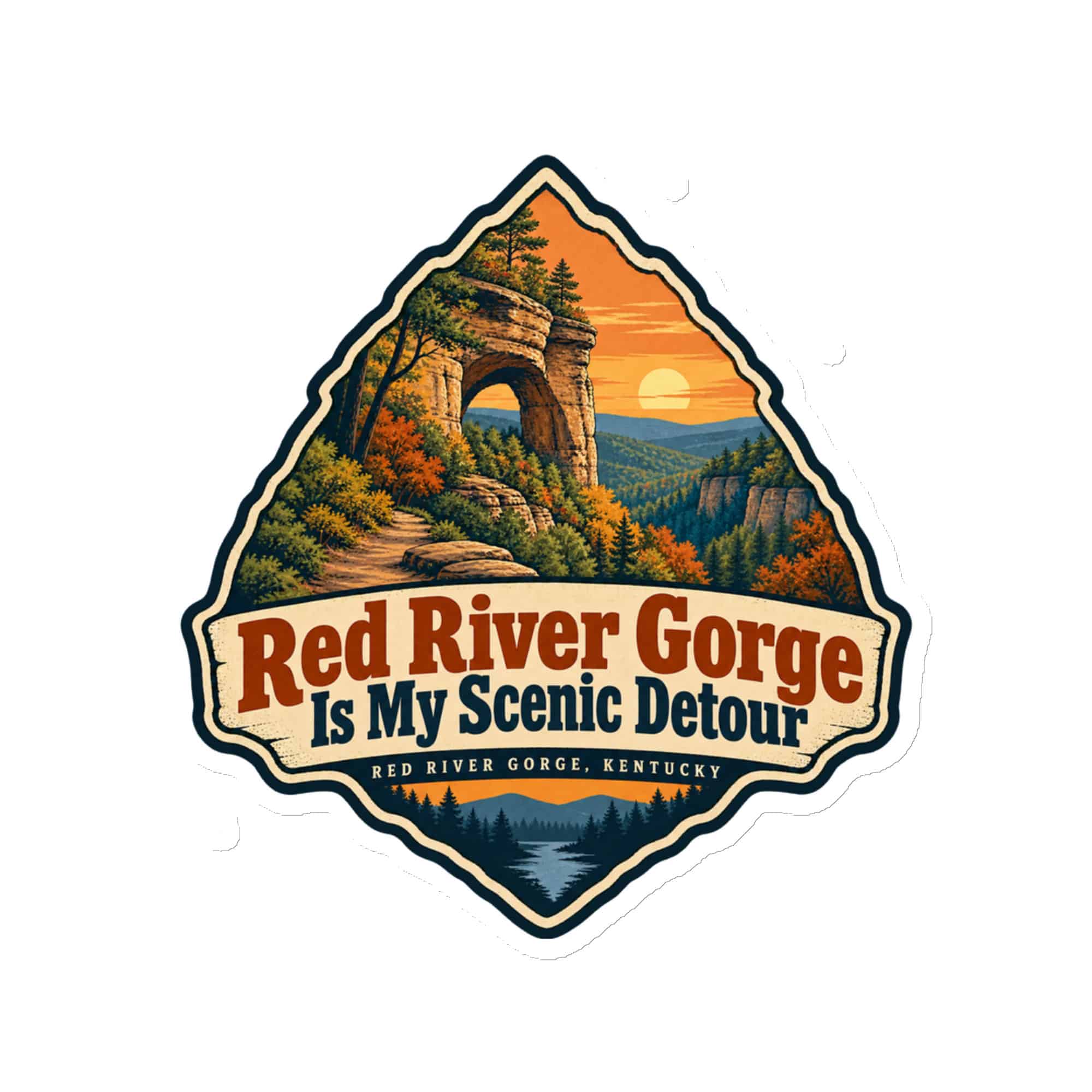 Red River Gorge Die-Cut Magnet: Red River Gorge Is My Scenic Detour, Scenic Shield Badge