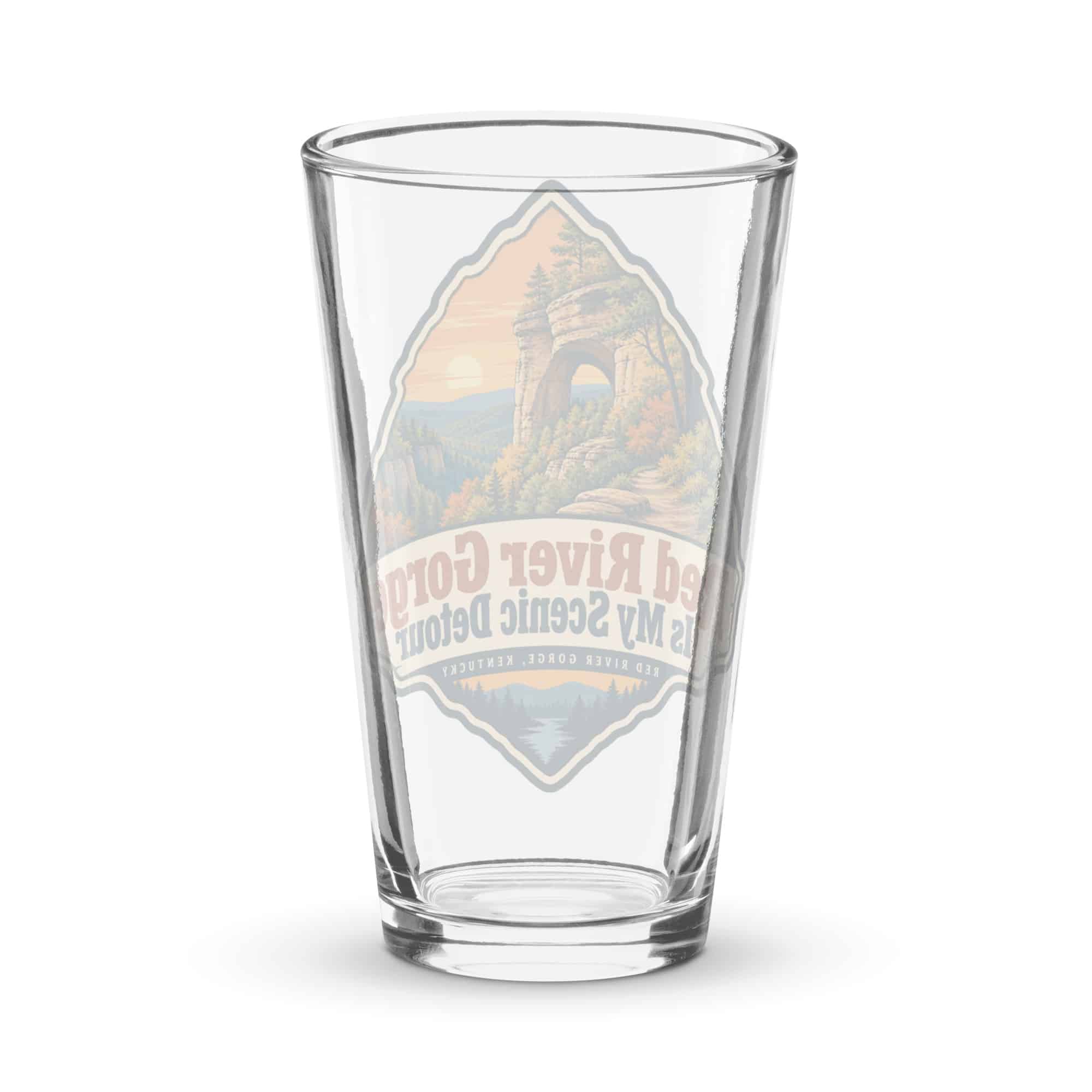 Red River Gorge Pint Glass: Red River Gorge Is My Scenic Detour, Scenic Shield Badge