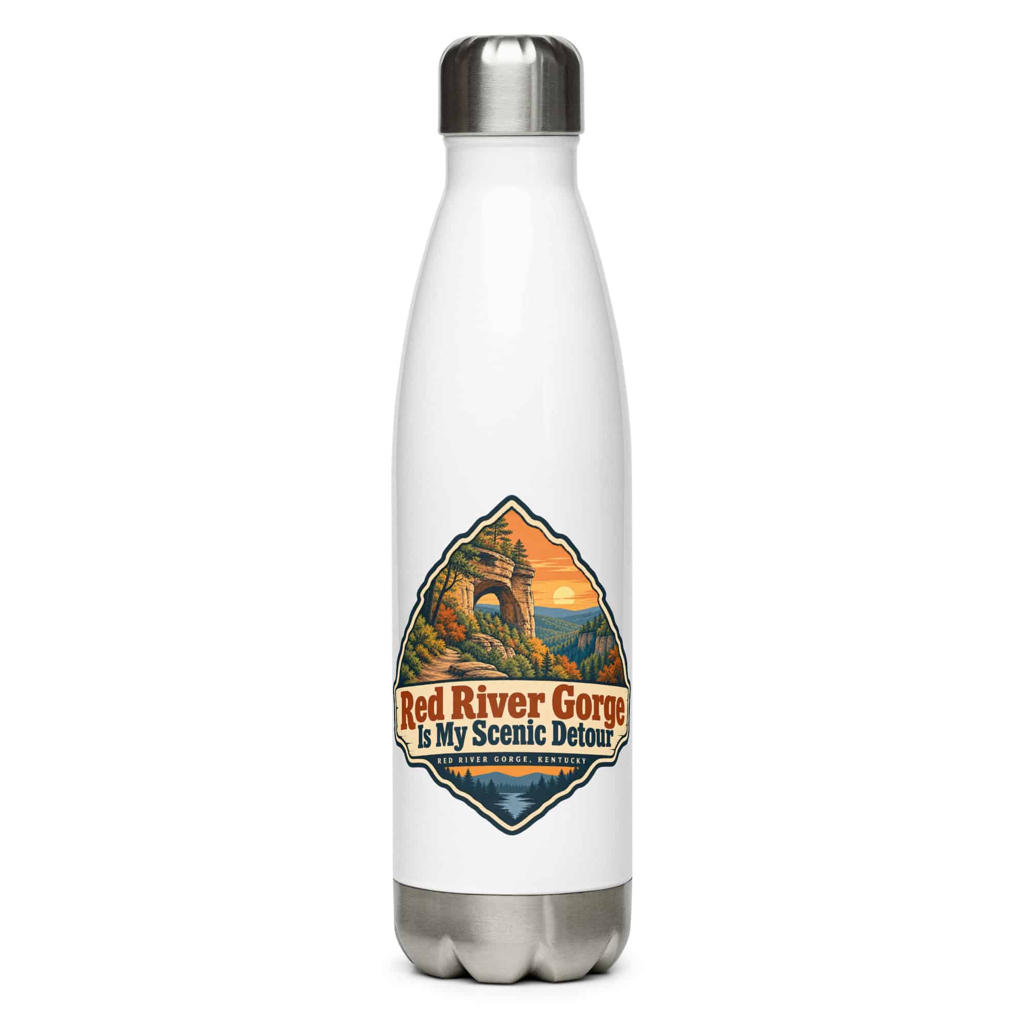 Red River Gorge Stainless Steel Water Bottle: Red River Gorge Is My Scenic Detour, Scenic Shield Badge