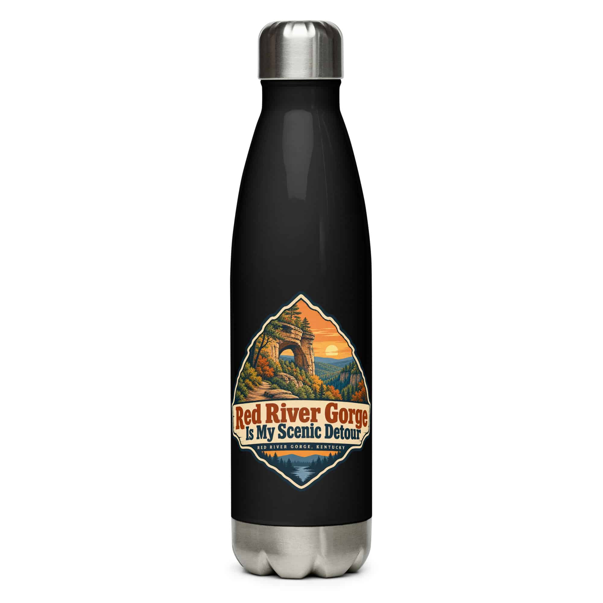 Red River Gorge Stainless Steel Water Bottle: Red River Gorge Is My Scenic Detour, Scenic Shield Badge