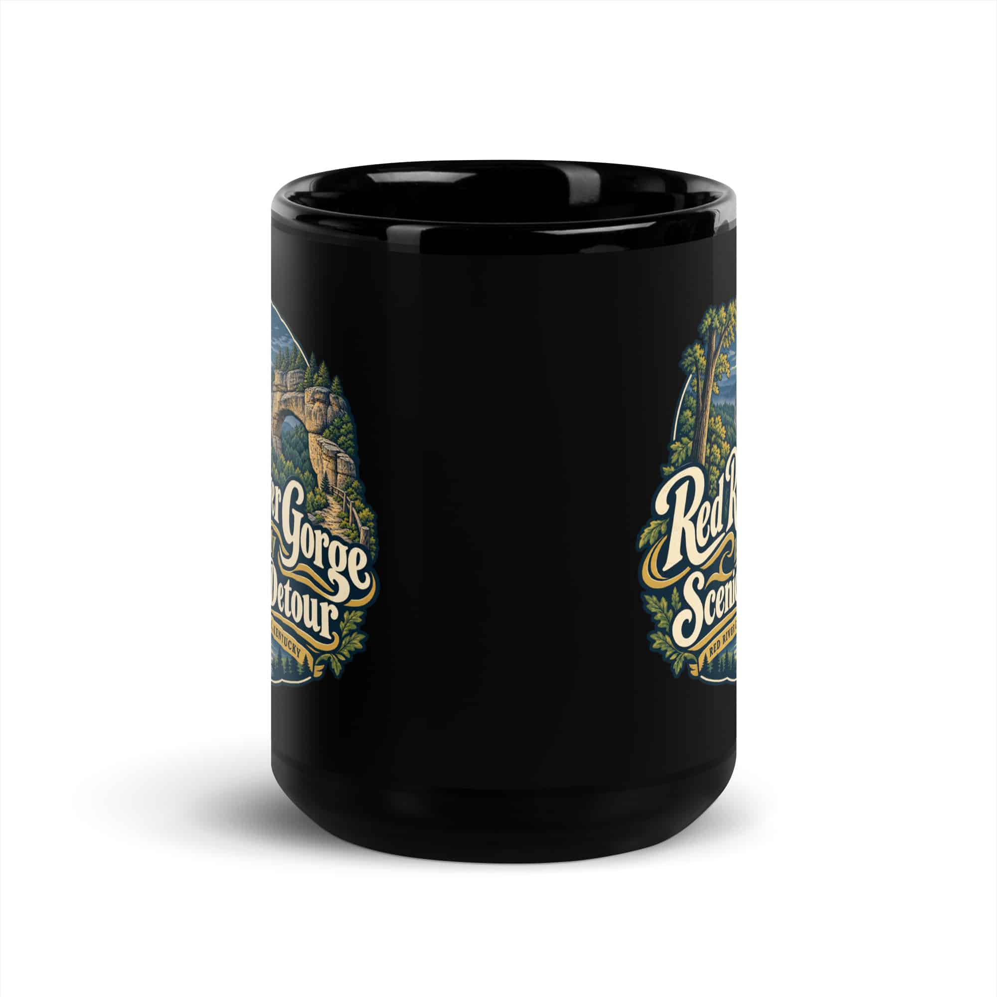 Red River Gorge Black Coffee Mug: Red River Gorge Is My Scenic Detour, Woodland Scenic Lettering