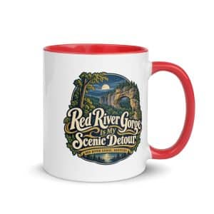 Red River Gorge Color Inside Coffee Mug: Red River Gorge Is My Scenic Detour, Woodland Scenic Lettering - 11 oz - Main