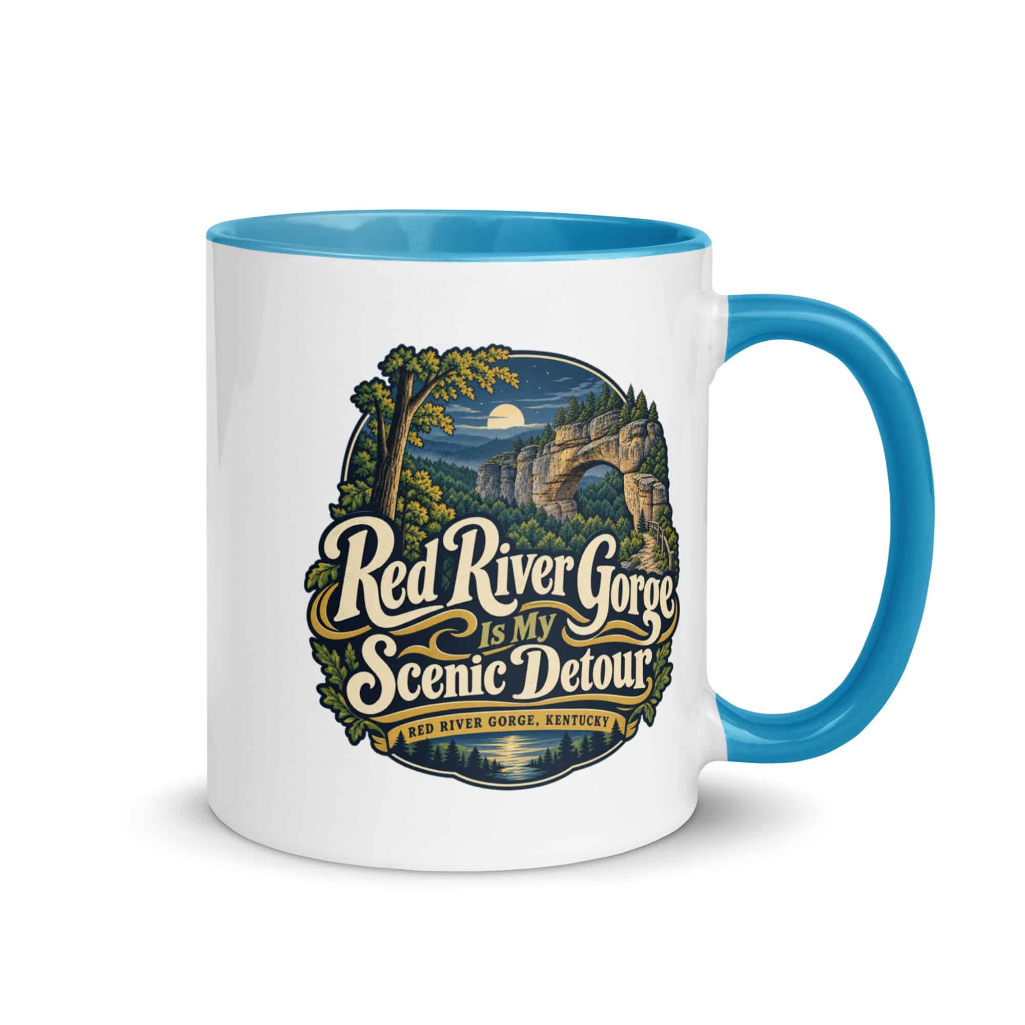 Red River Gorge Color Inside Coffee Mug: Red River Gorge Is My Scenic Detour, Woodland Scenic Lettering