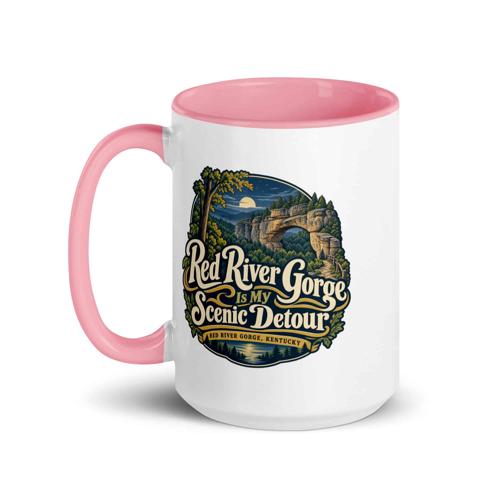 Red River Gorge Color Inside Coffee Mug: Red River Gorge Is My Scenic Detour, Woodland Scenic Lettering