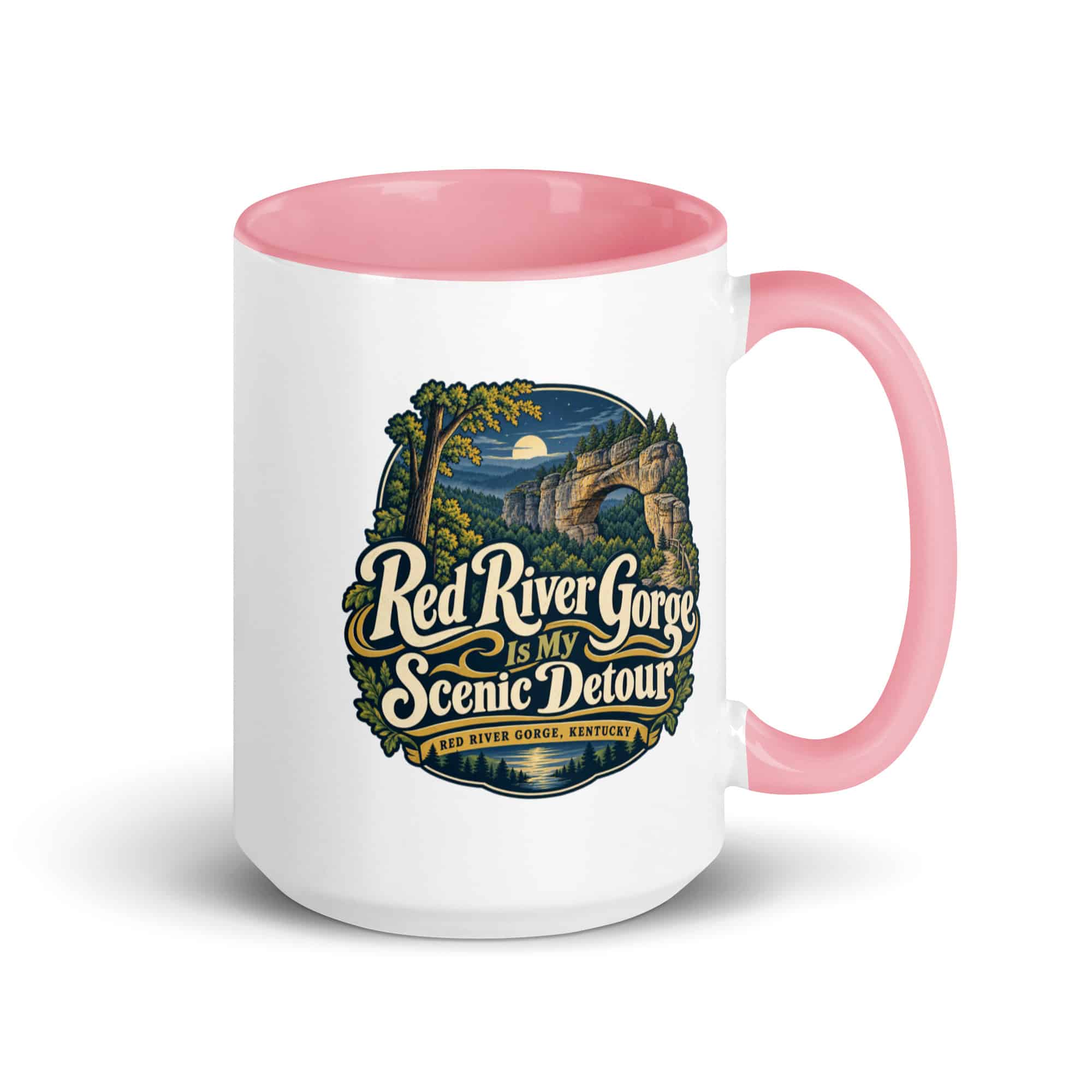 Red River Gorge Color Inside Coffee Mug: Red River Gorge Is My Scenic Detour, Woodland Scenic Lettering