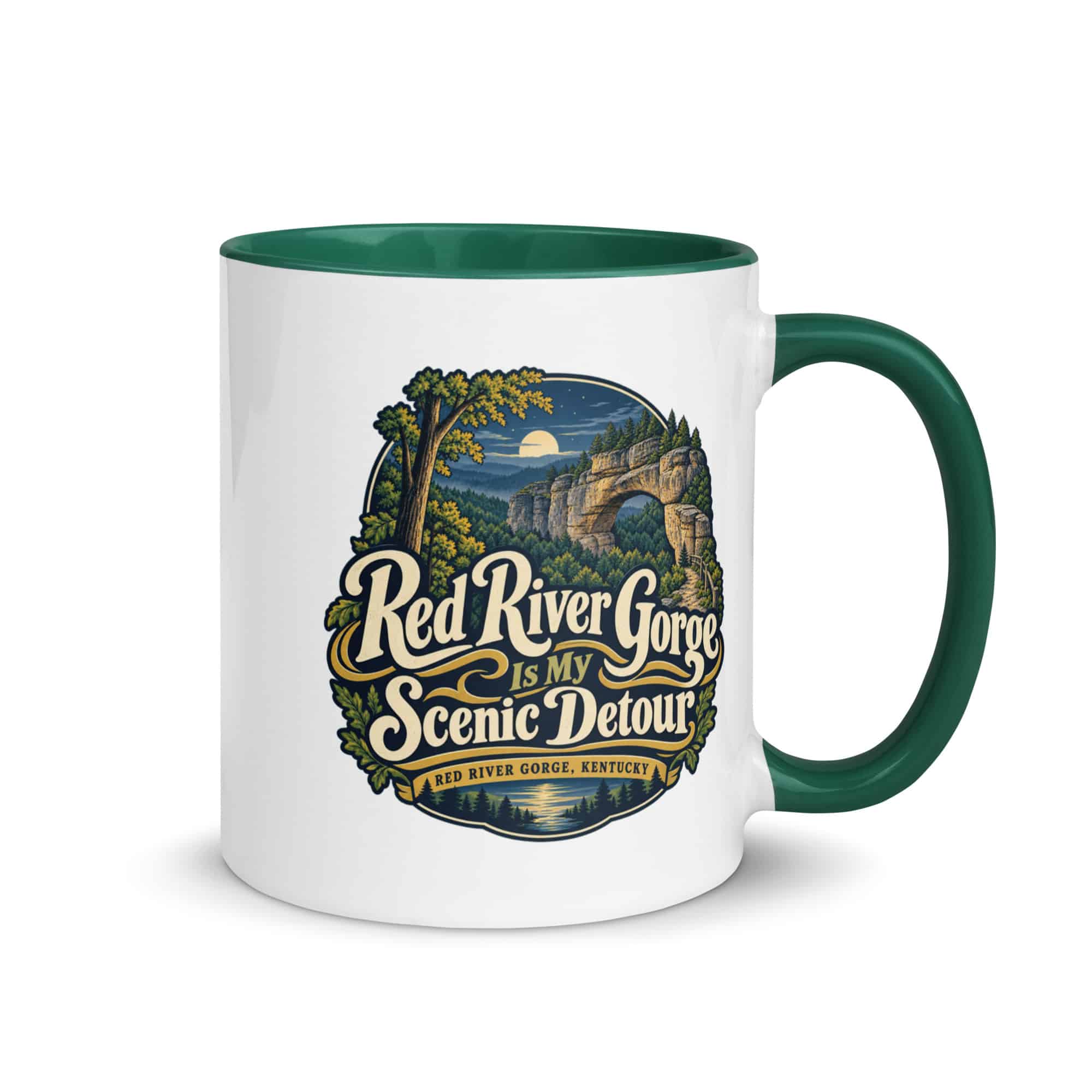 Red River Gorge Color Inside Coffee Mug: Red River Gorge Is My Scenic Detour, Woodland Scenic Lettering