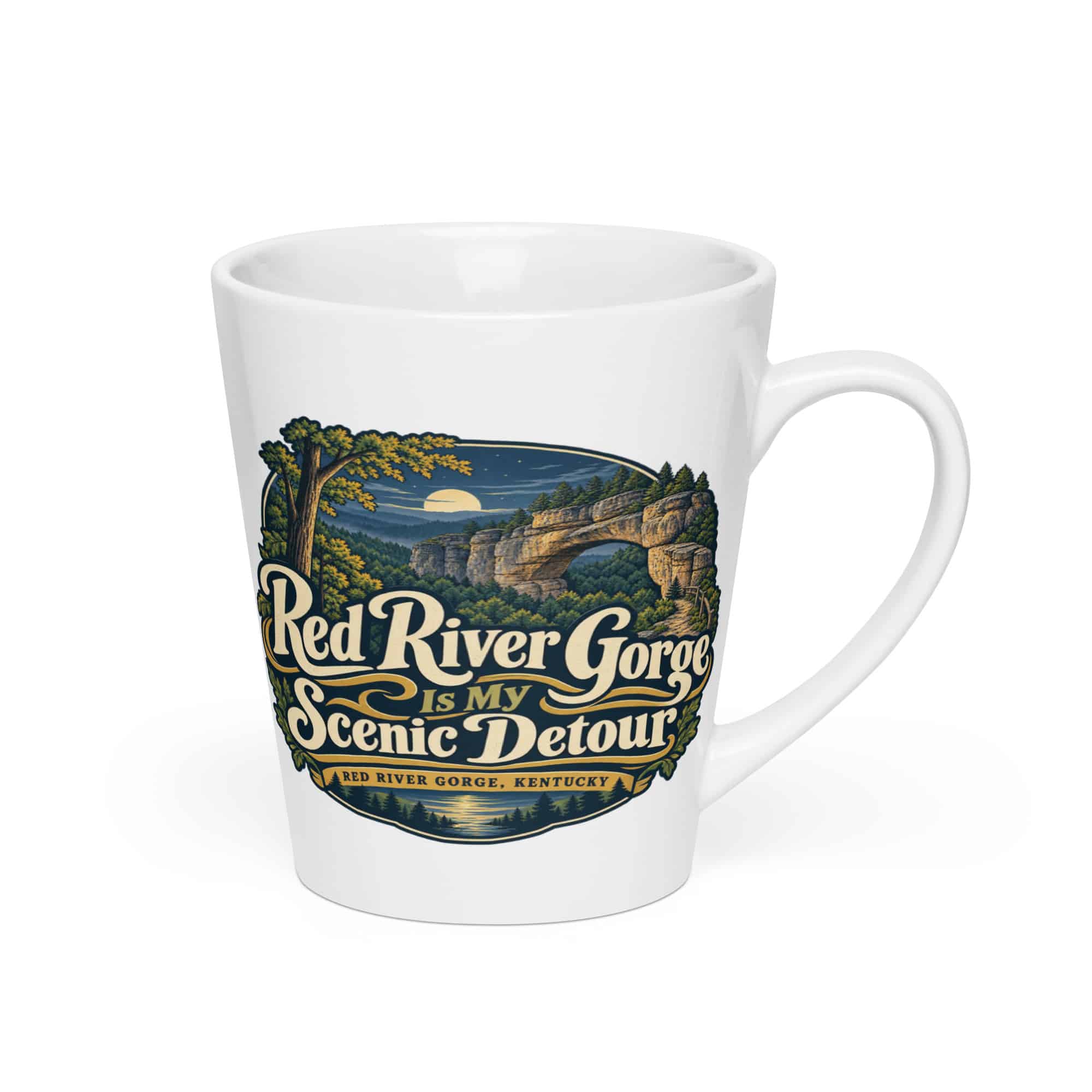 Red River Gorge Latte Mug: Red River Gorge Is My Scenic Detour, Woodland Scenic Lettering