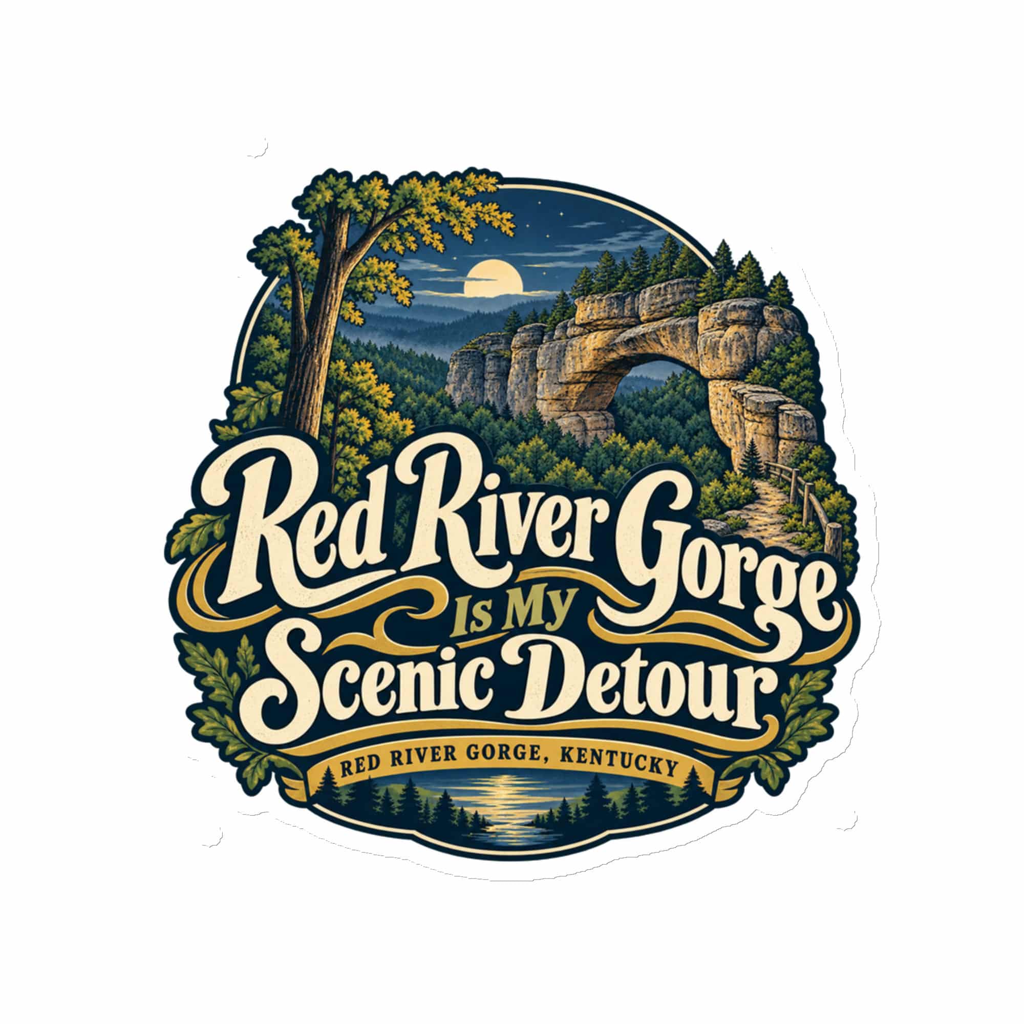 Red River Gorge Die-Cut Magnet: Red River Gorge Is My Scenic Detour, Woodland Scenic Lettering