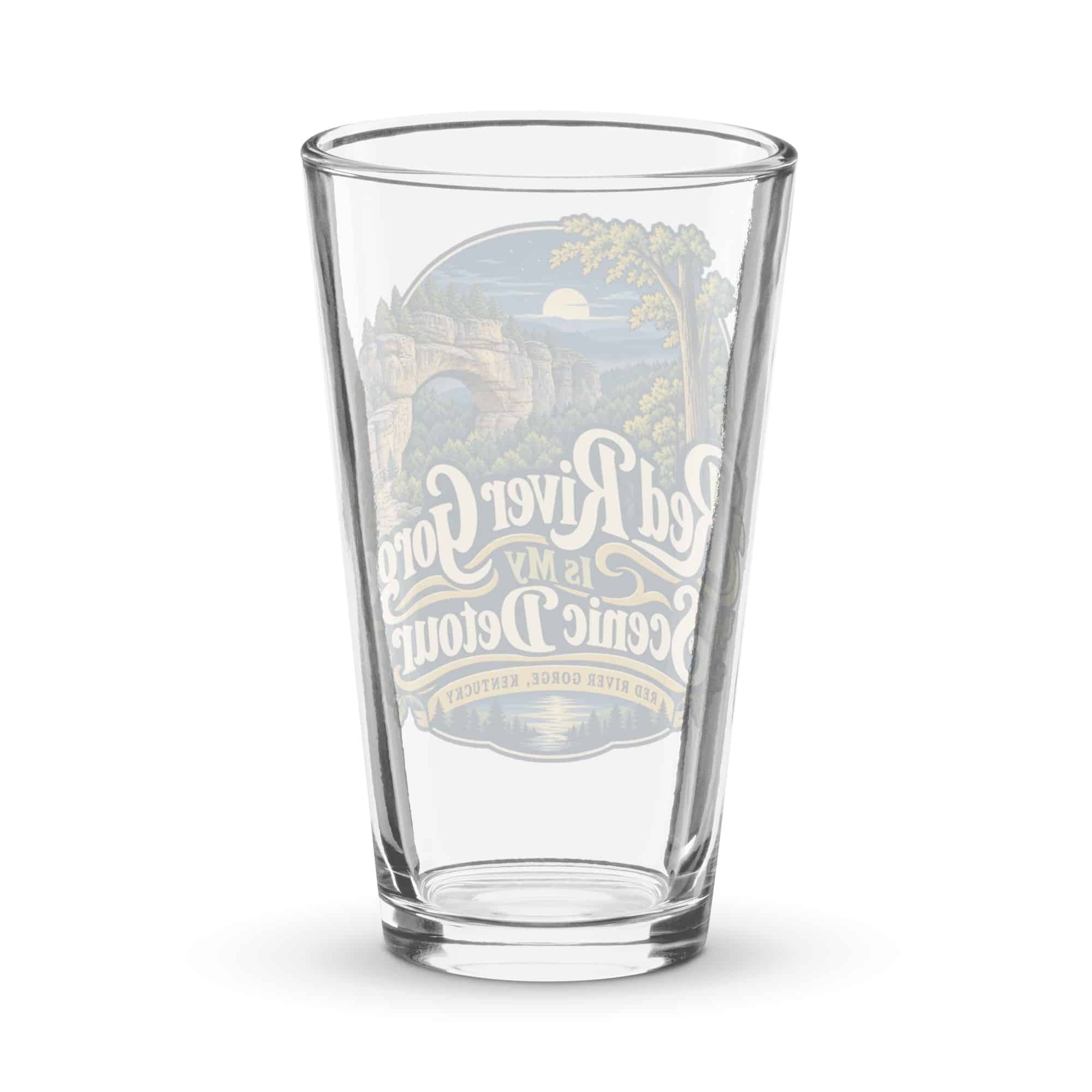 Red River Gorge Pint Glass: Red River Gorge Is My Scenic Detour, Woodland Scenic Lettering