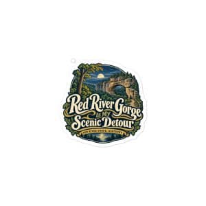 Red River Gorge Vinyl Sticker: Red River Gorge Is My Scenic Detour, Woodland Scenic Lettering - 3″×3″ - Main