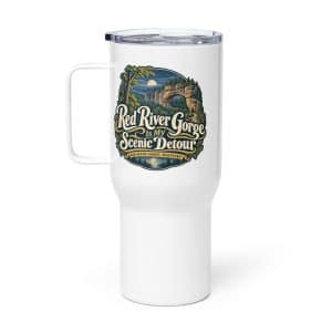 Red River Gorge Travel Mug: Red River Gorge Is My Scenic Detour, Woodland Scenic Lettering - 25 oz - Main