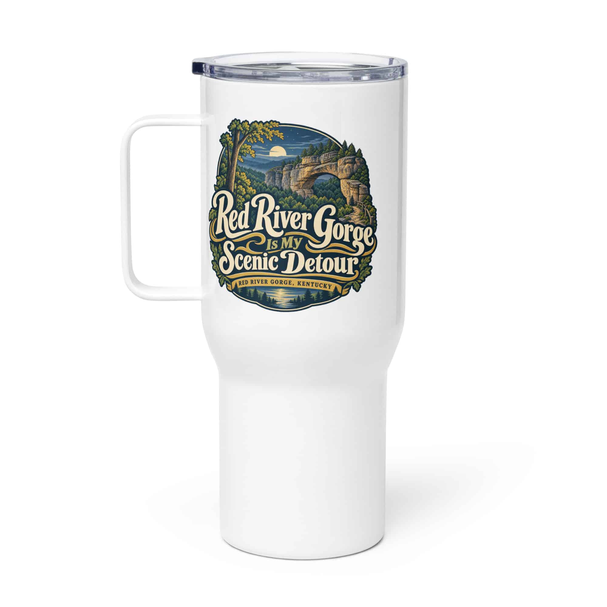 Red River Gorge Travel Mug: Red River Gorge Is My Scenic Detour, Woodland Scenic Lettering