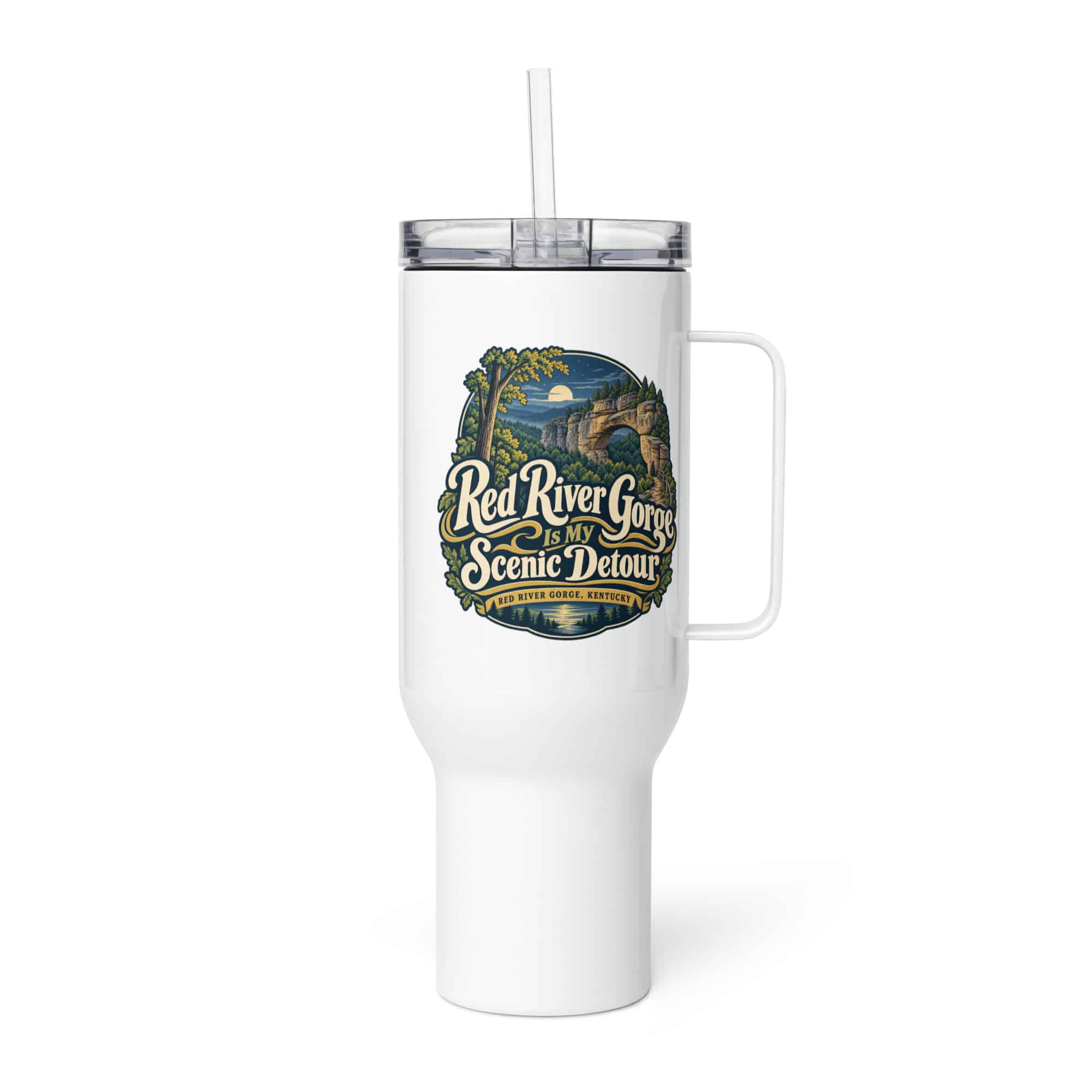 Red River Gorge Travel Mug: Red River Gorge Is My Scenic Detour, Woodland Scenic Lettering