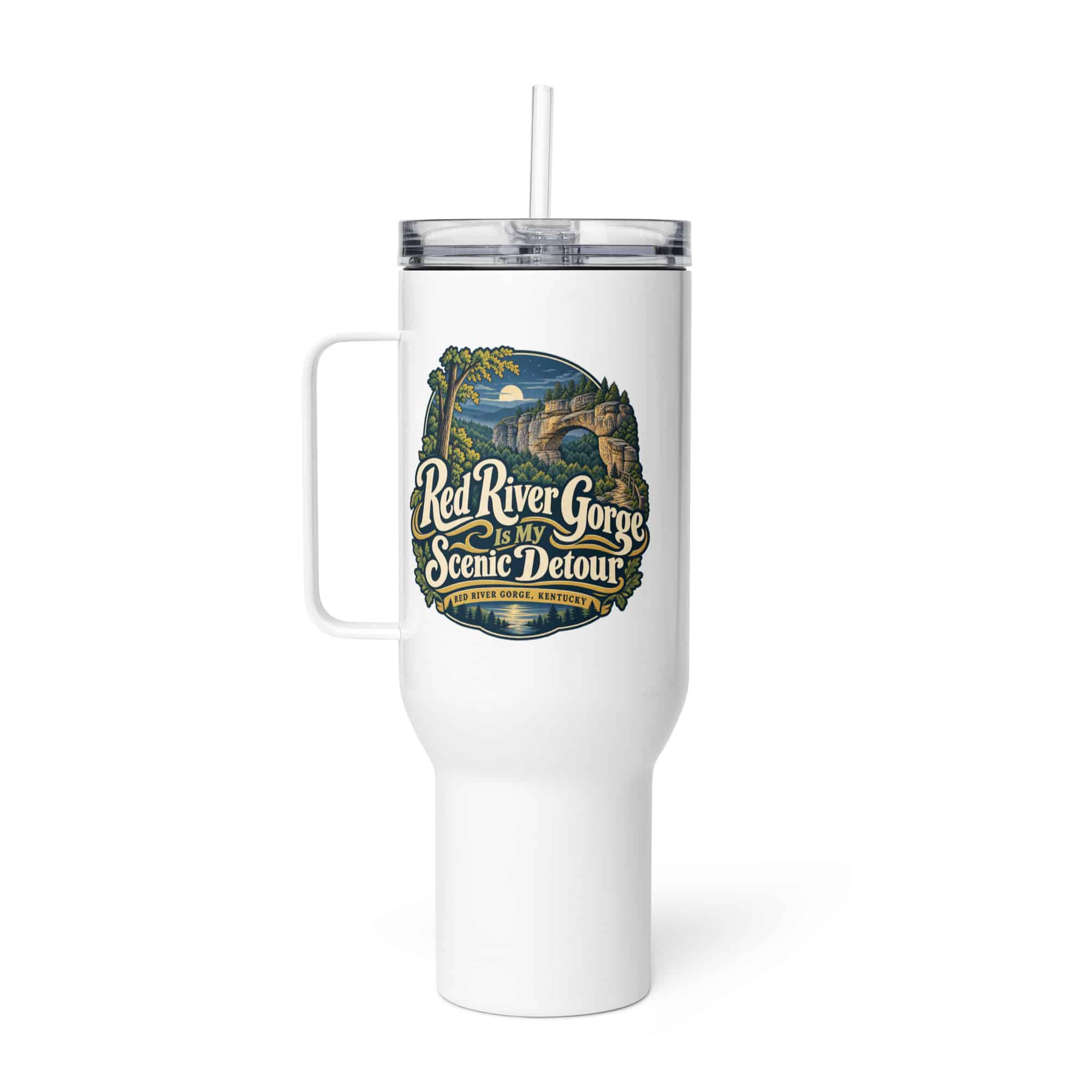 Red River Gorge Travel Mug: Red River Gorge Is My Scenic Detour, Woodland Scenic Lettering