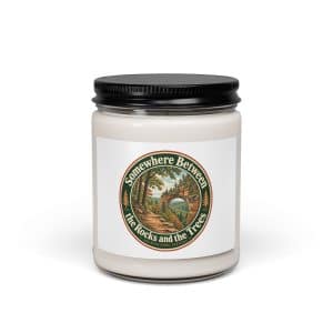 Red River Gorge Soy Wax Candle: Somewhere Between the Rocks and the Trees, Vintage Round Badge - 9oz - Main