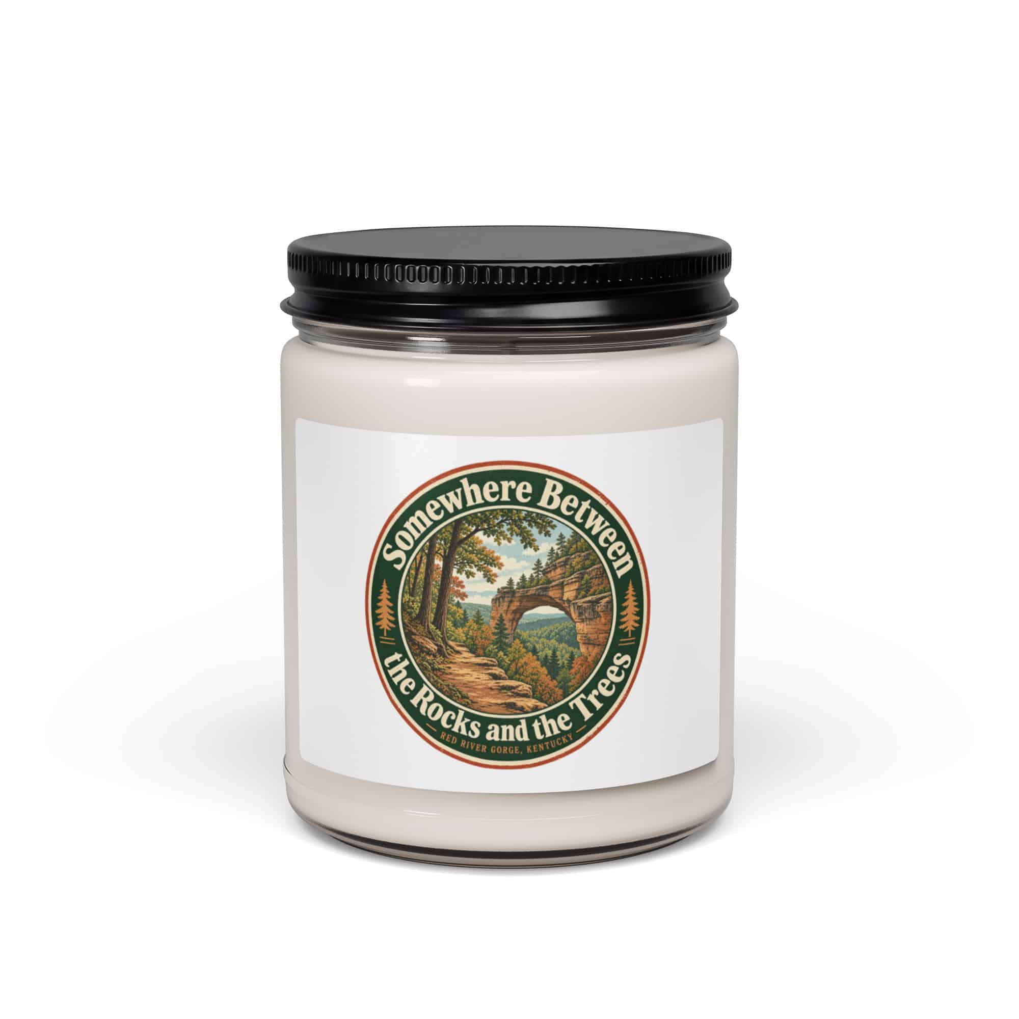 Red River Gorge Soy Wax Candle: Somewhere Between the Rocks and the Trees, Vintage Round Badge