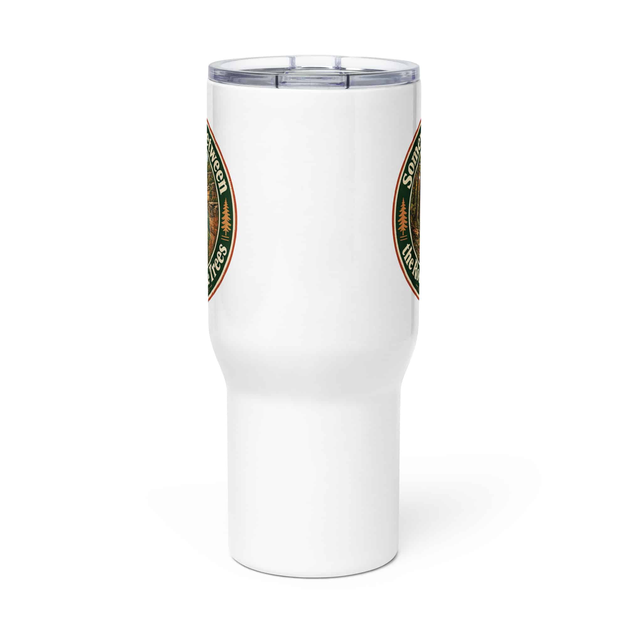 Red River Gorge Travel Mug: Somewhere Between the Rocks and the Trees, Vintage Round Badge