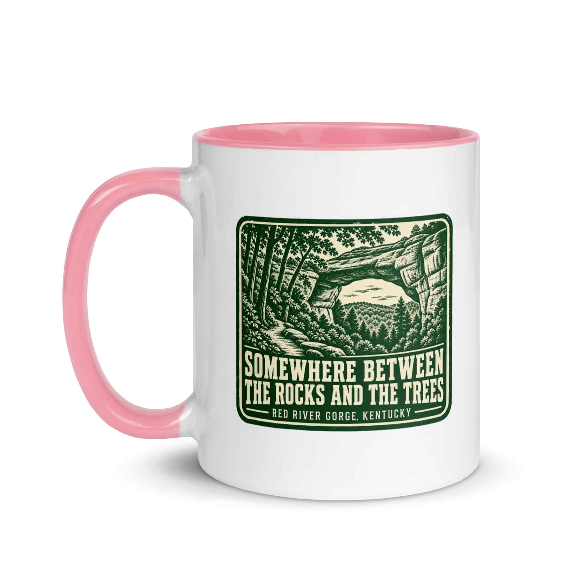 Red River Gorge Color Inside Coffee Mug: Somewhere Between the Rocks and the Trees, Forest Ink Stamp