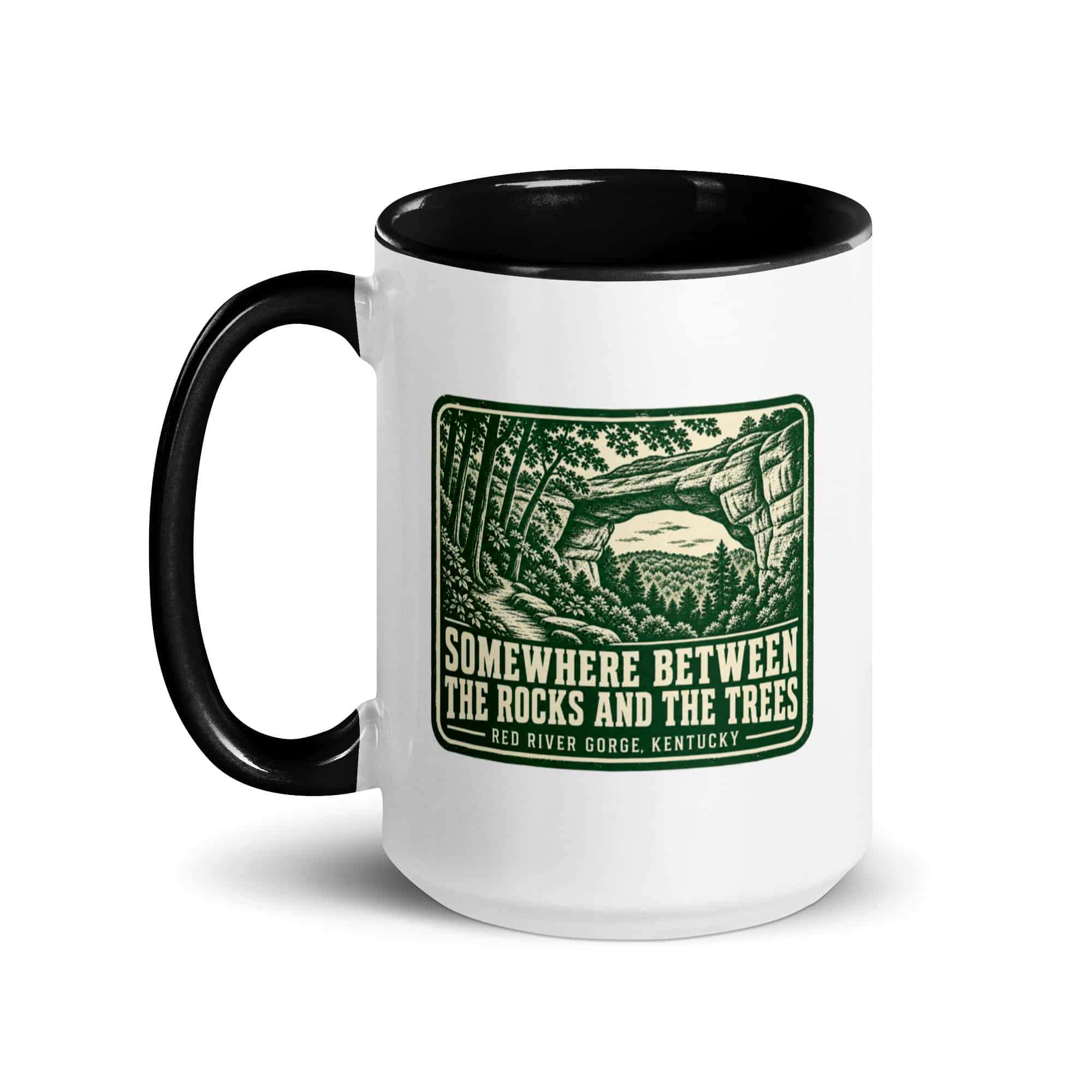 Red River Gorge Color Inside Coffee Mug: Somewhere Between the Rocks and the Trees, Forest Ink Stamp