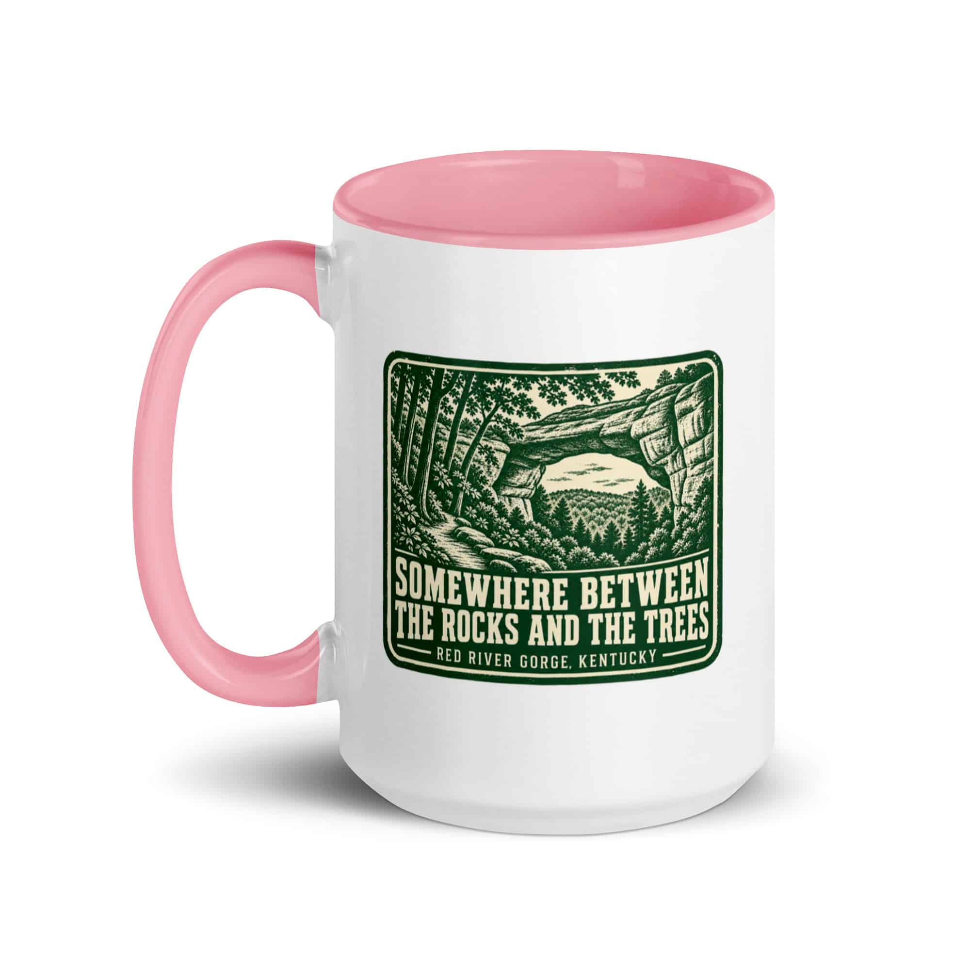 Red River Gorge Color Inside Coffee Mug: Somewhere Between the Rocks and the Trees, Forest Ink Stamp
