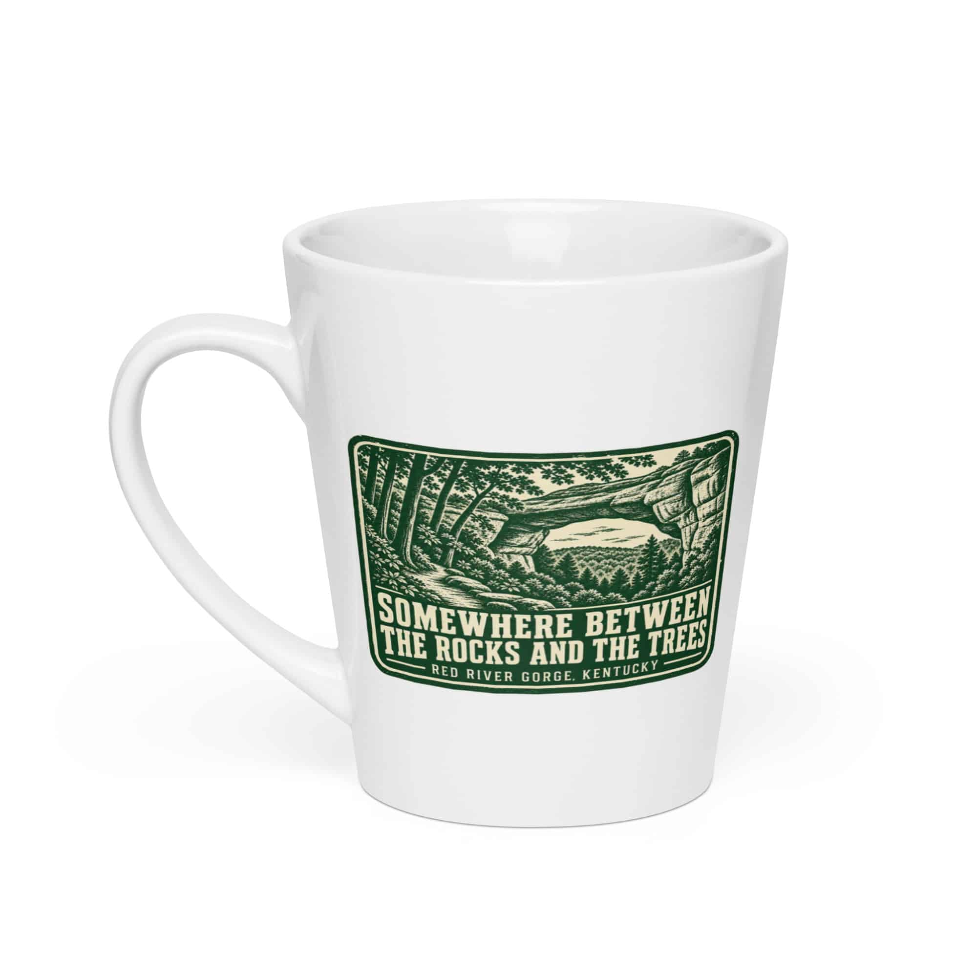 Red River Gorge Latte Mug: Somewhere Between the Rocks and the Trees, Forest Ink Stamp
