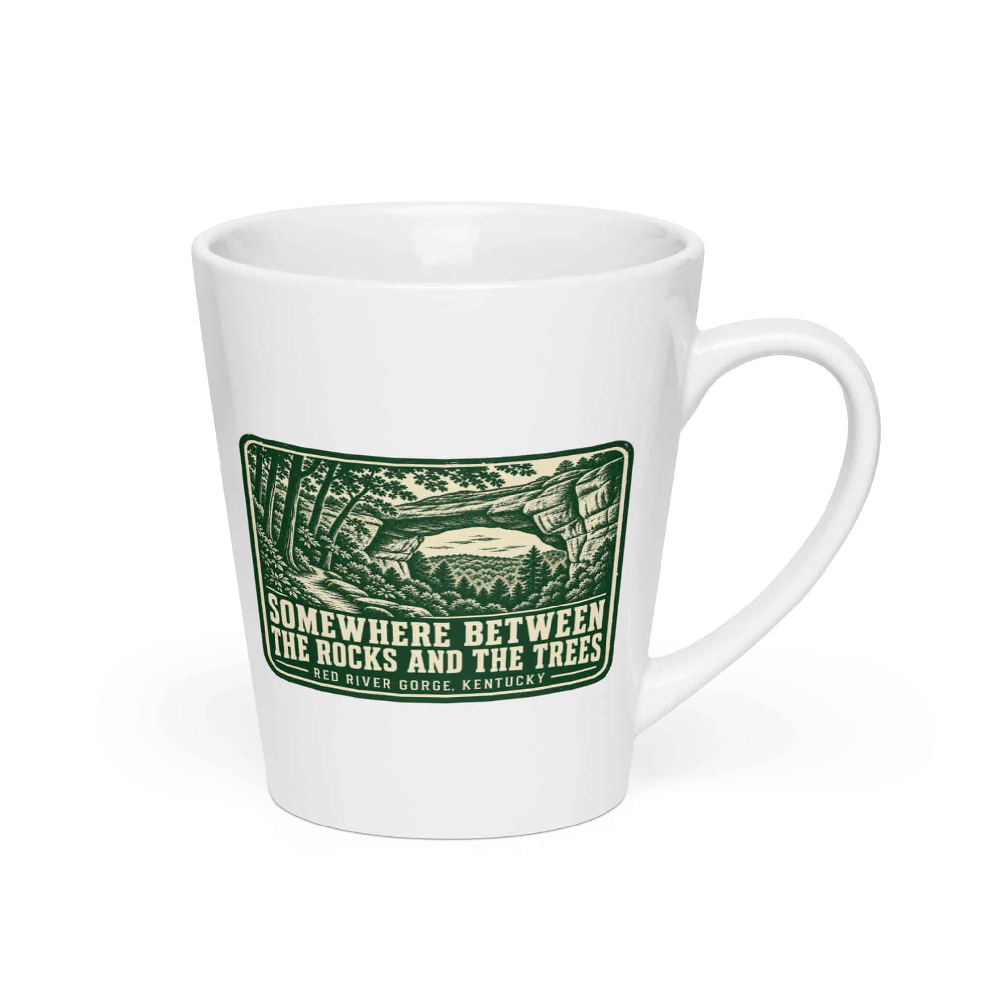 Red River Gorge Latte Mug: Somewhere Between the Rocks and the Trees, Forest Ink Stamp