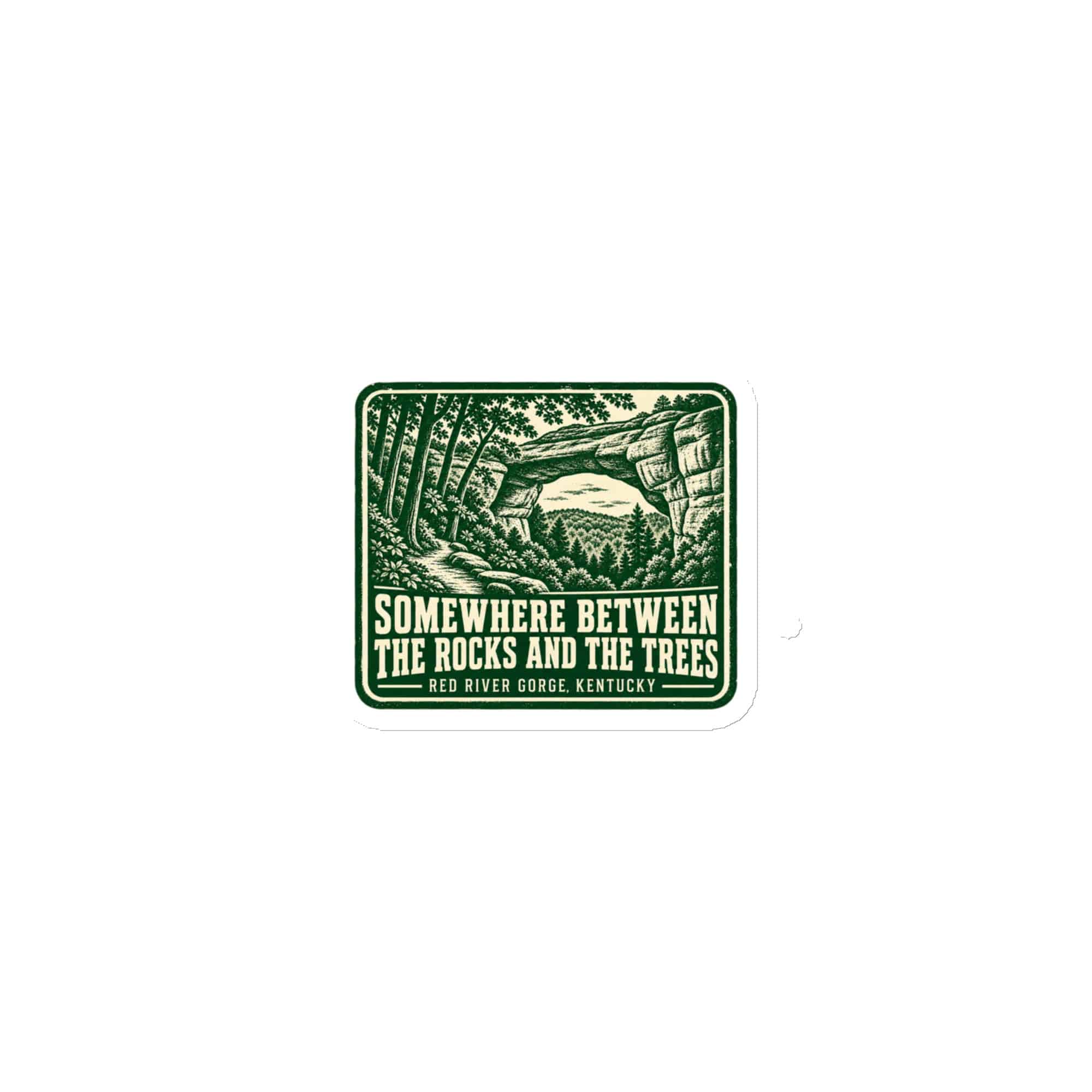 Red River Gorge Die-Cut Magnet: Somewhere Between the Rocks and the Trees, Forest Ink Stamp