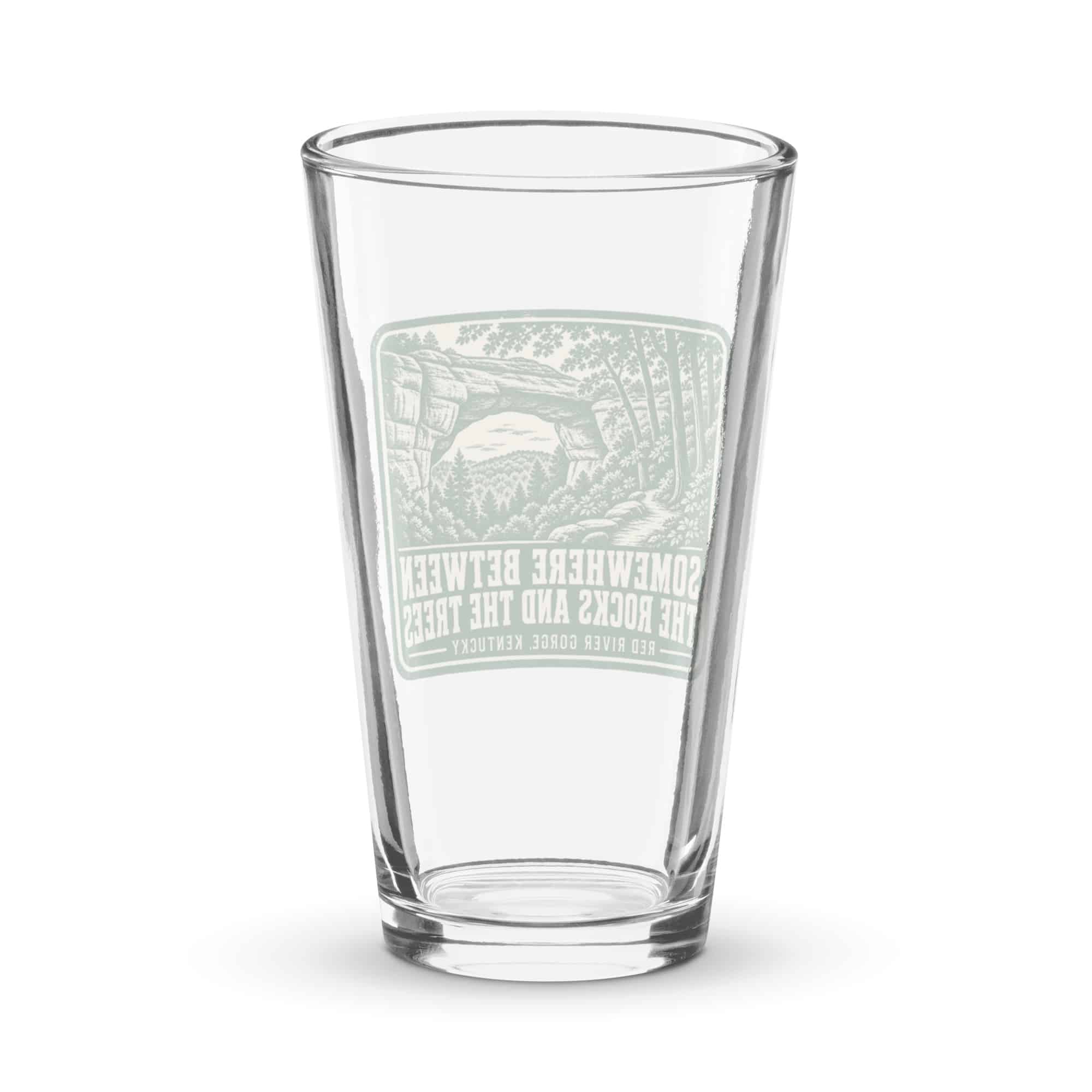 Red River Gorge Pint Glass: Somewhere Between the Rocks and the Trees, Forest Ink Stamp