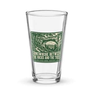 Red River Gorge Pint Glass: Somewhere Between the Rocks and the Trees, Forest Ink Stamp - 16 oz - Main