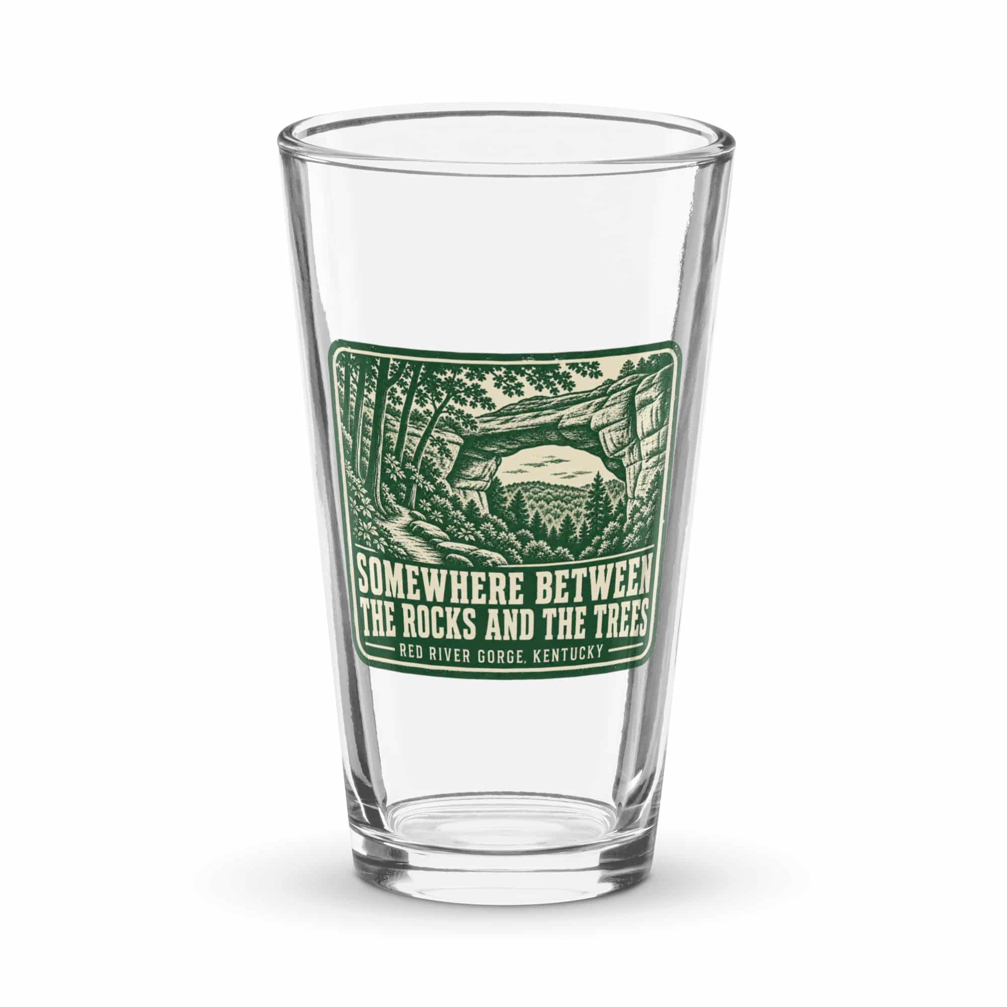 Red River Gorge Pint Glass: Somewhere Between the Rocks and the Trees, Forest Ink Stamp